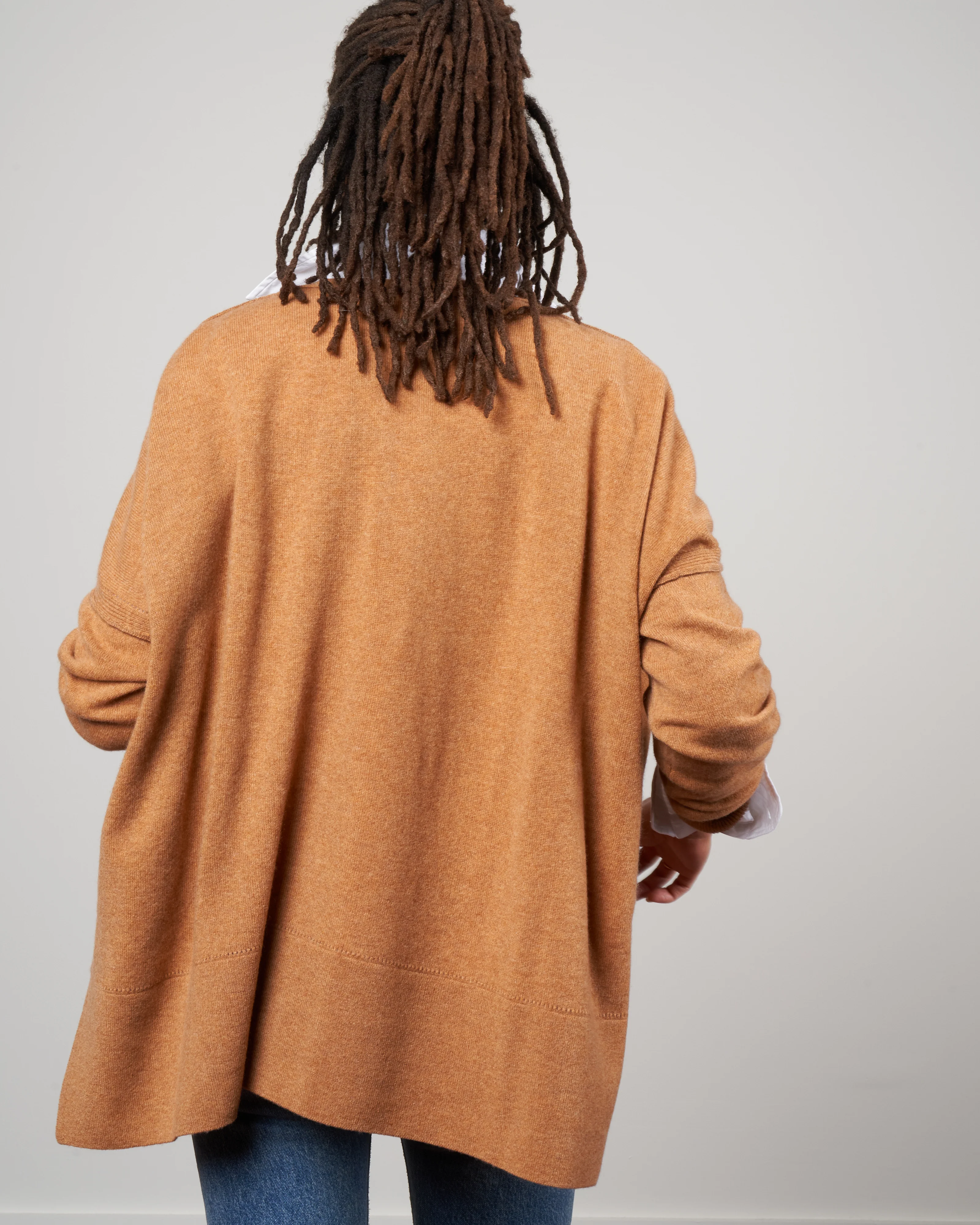 dropped shoulder cardigan - march brown - Image 4