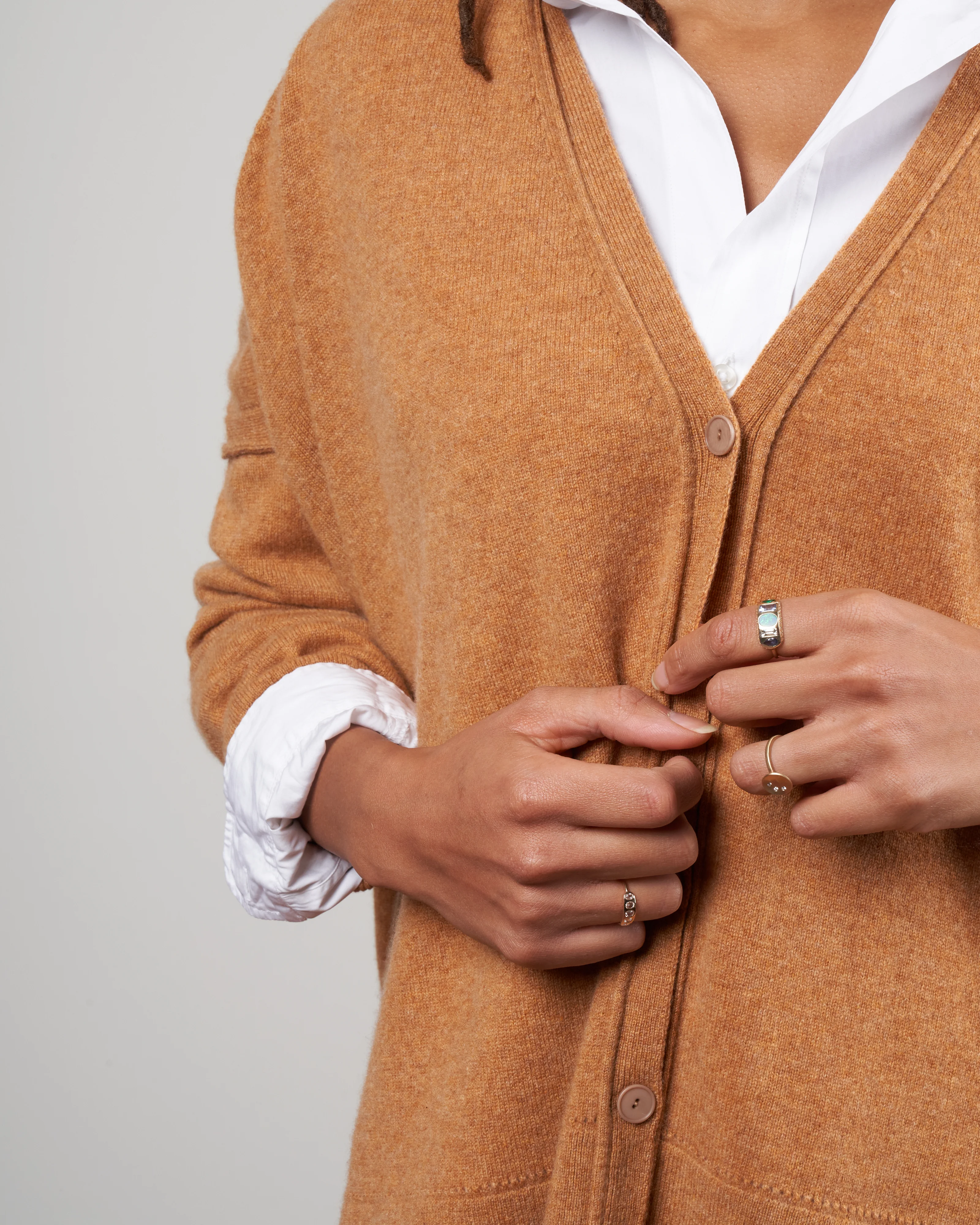 dropped shoulder cardigan - march brown - Image 5