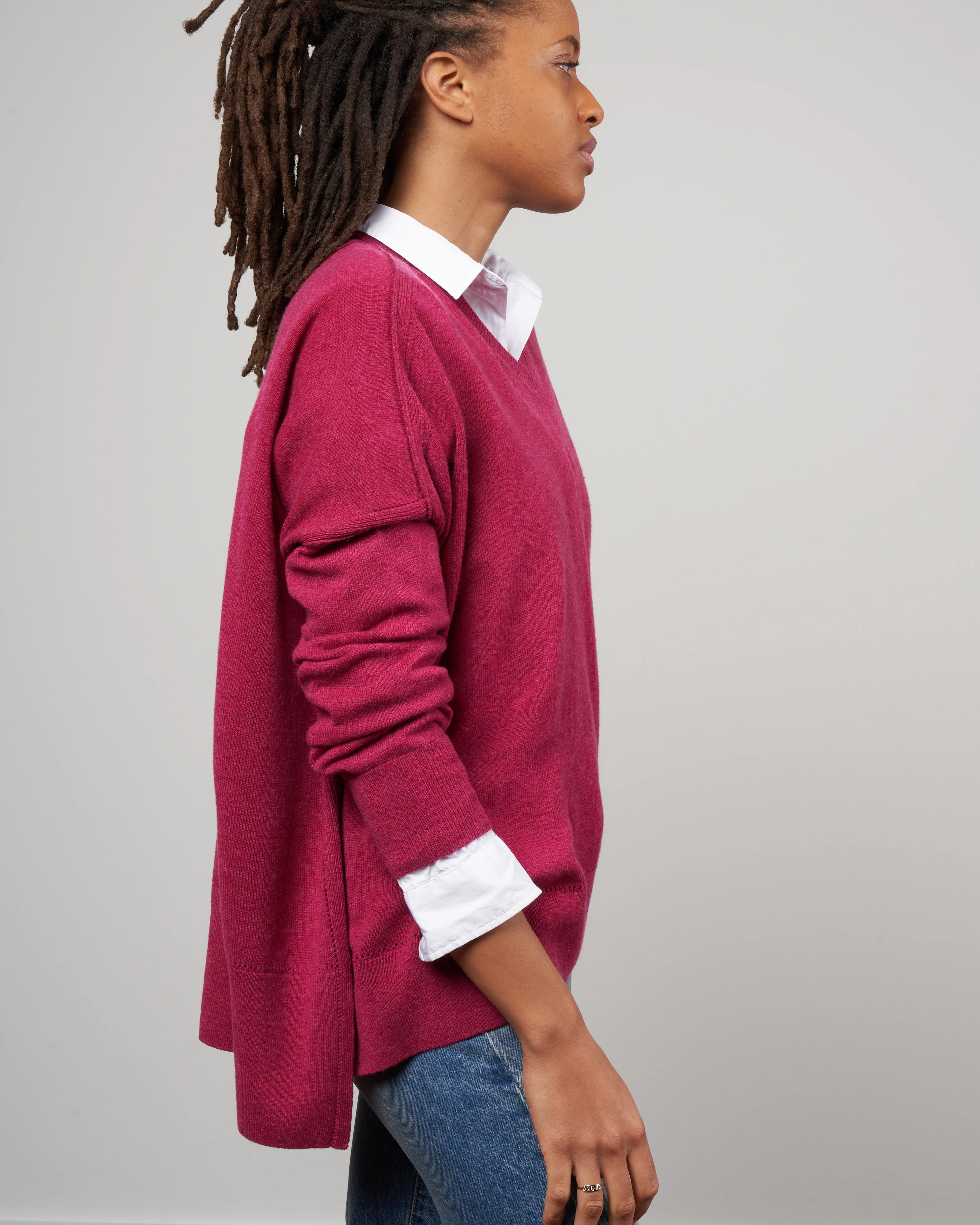 dropped shoulder v neck sweater - kapoor - Image 3