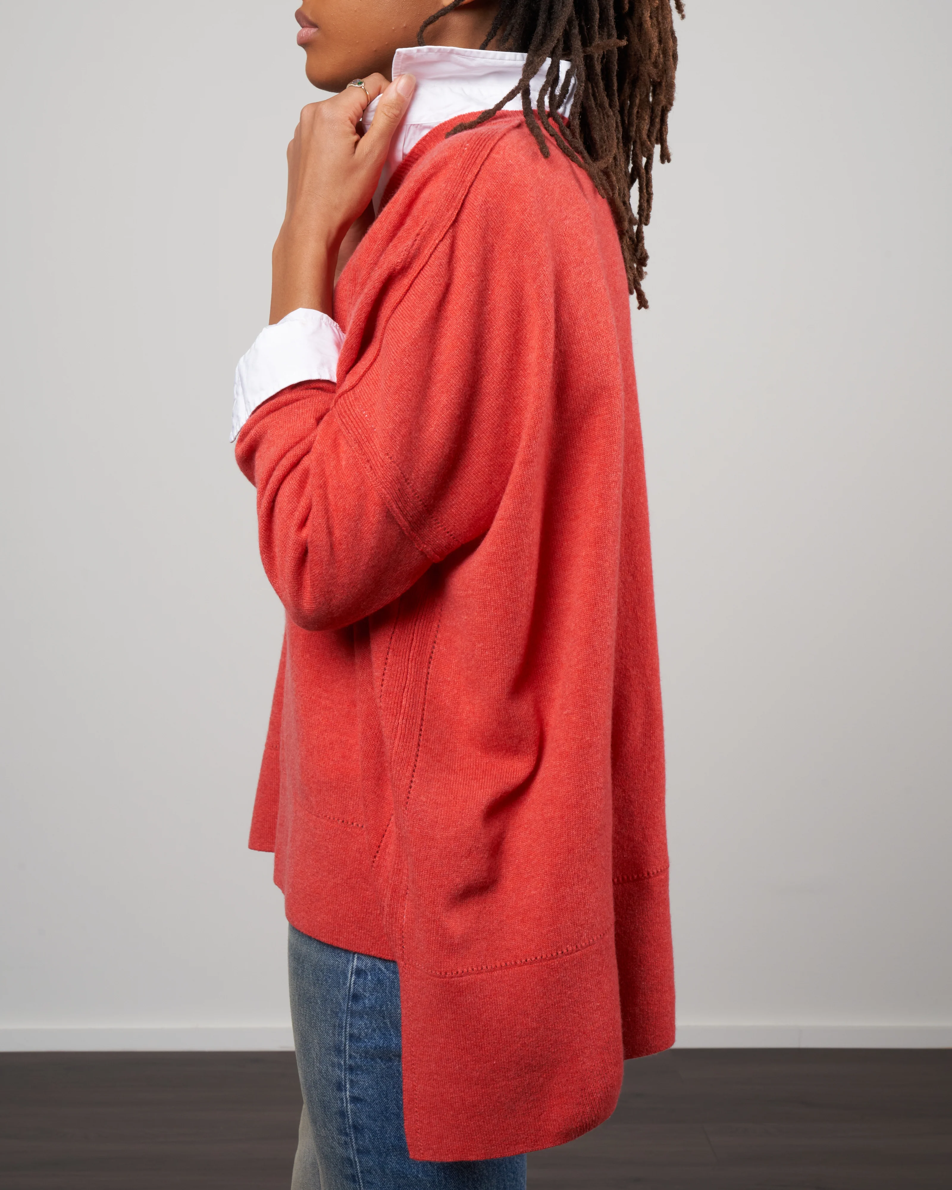 dropped shoulder v neck sweater - spark - Image 3