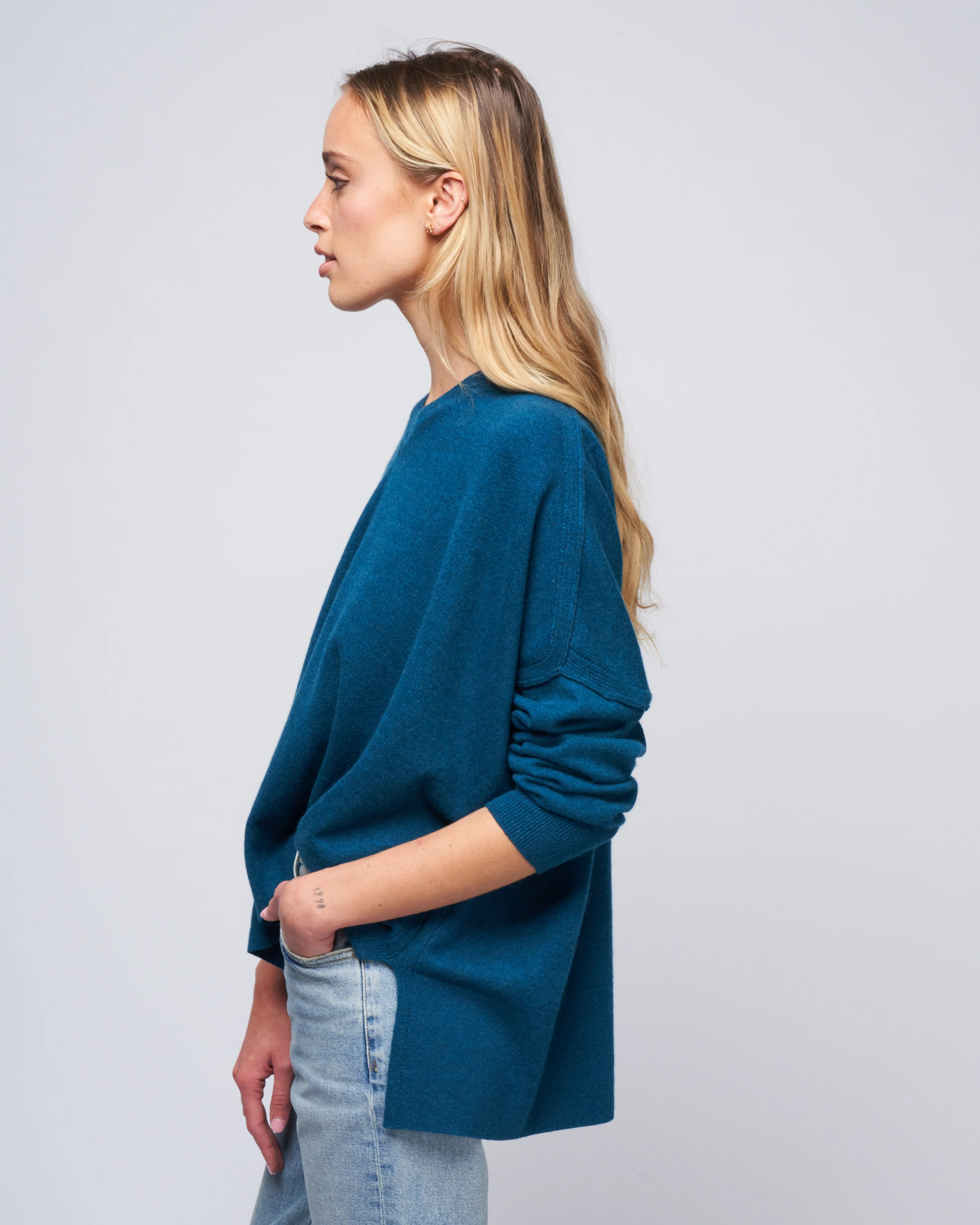 pointelle v-neck sweater - alpine - Image 3