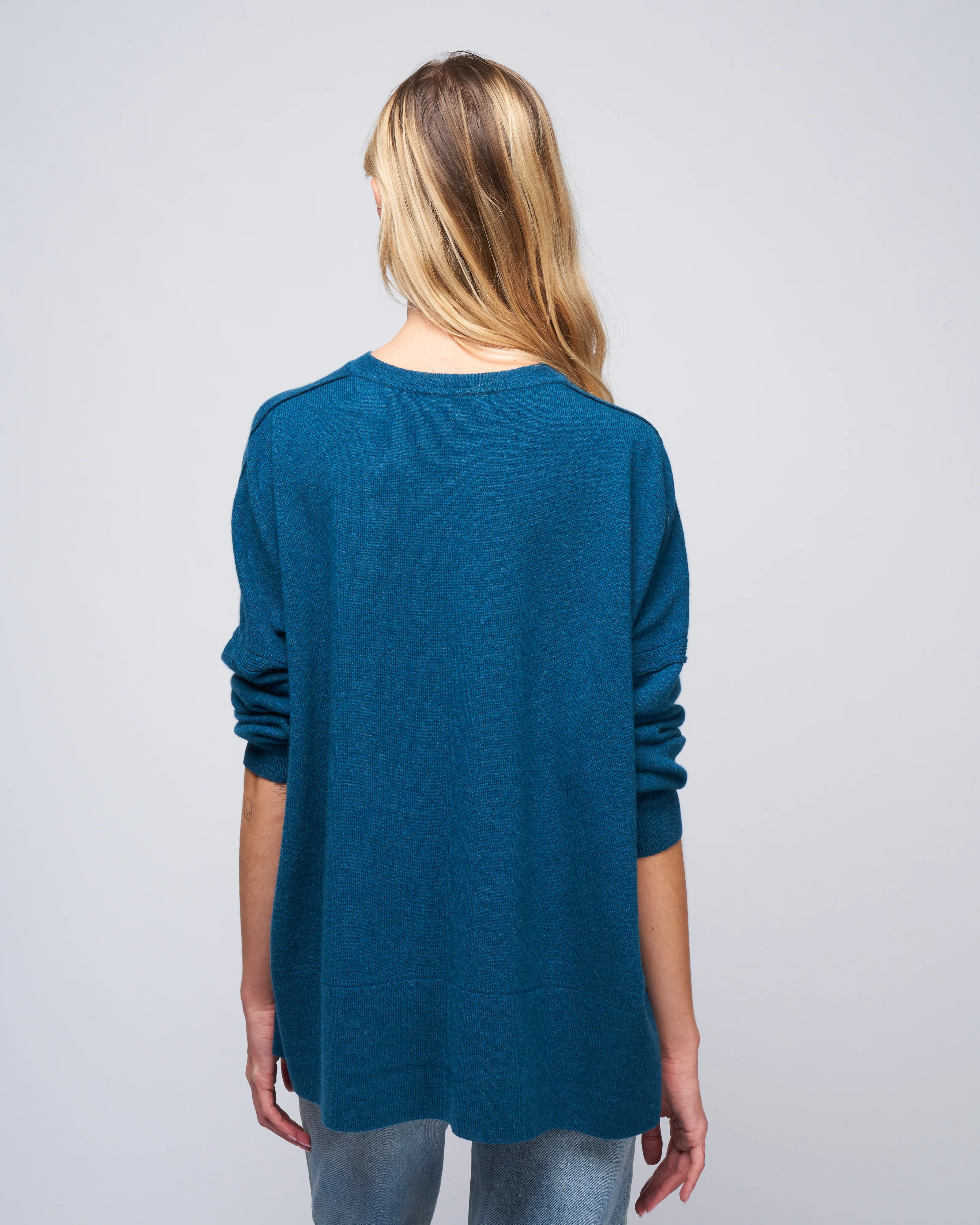 pointelle v-neck sweater - alpine - Image 4
