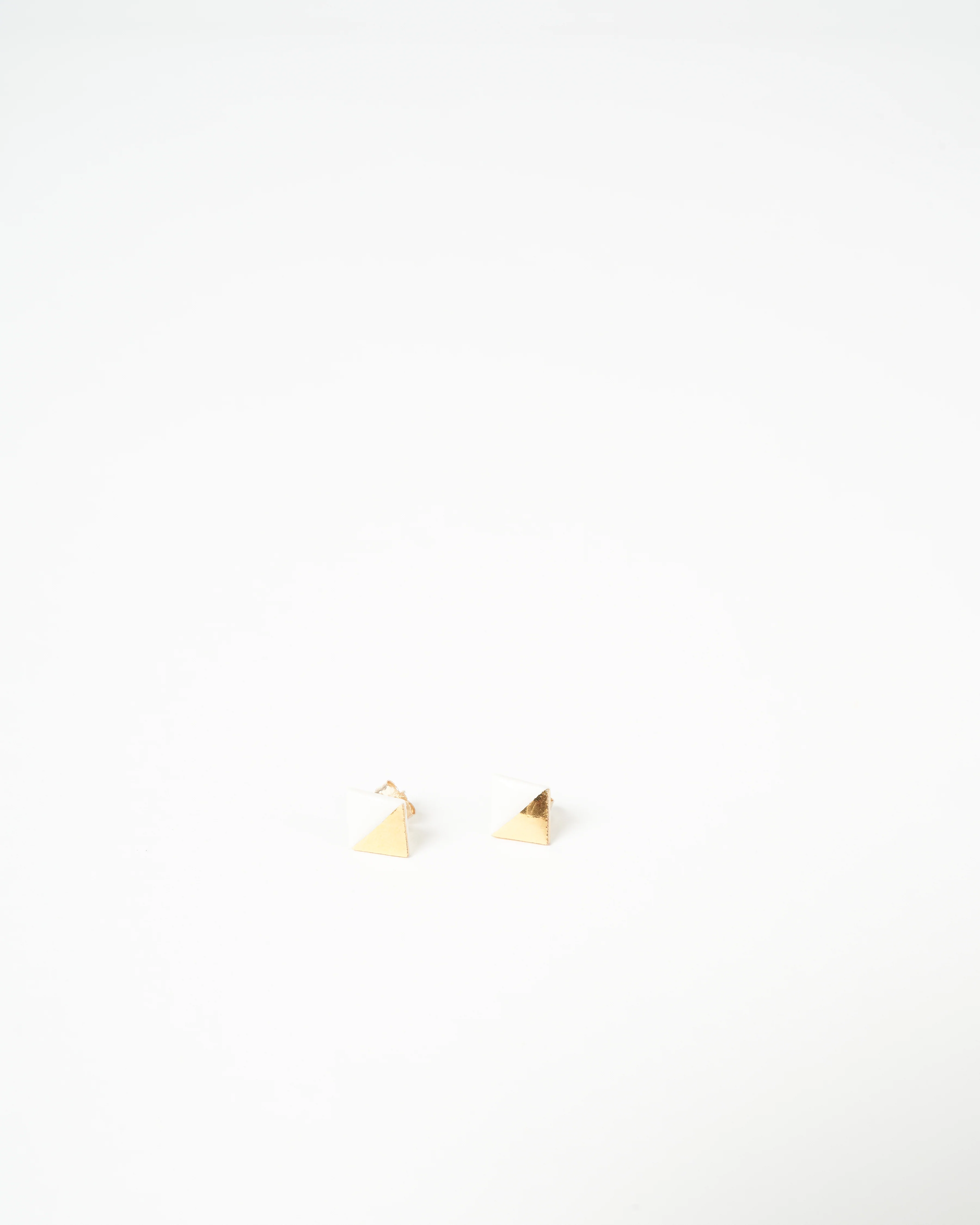 gold dipped geometric stud - white - Image 2