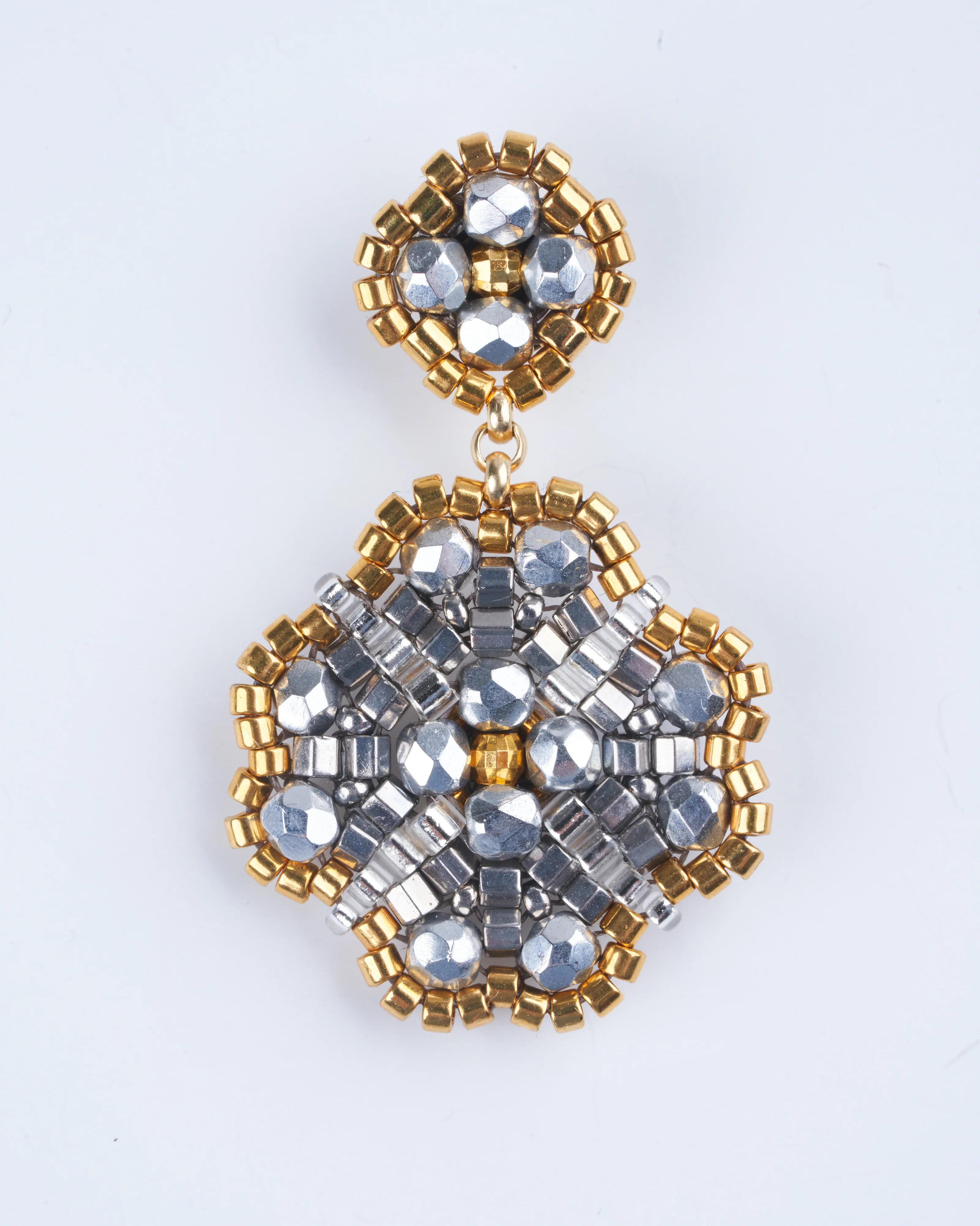 pyrite, miyuki earrings - silver/ gold - Image 2