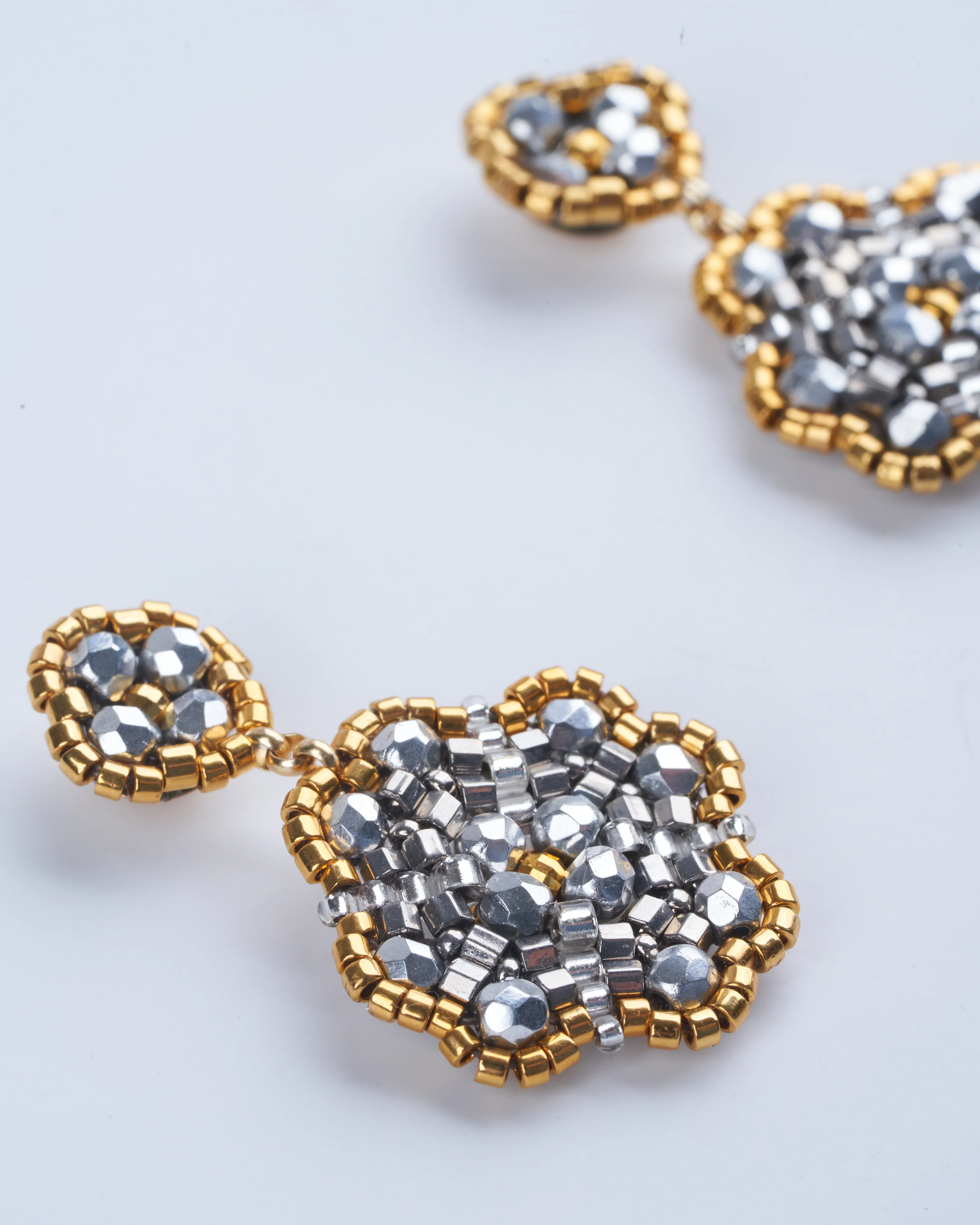 pyrite, miyuki earrings - silver/ gold - Image 3