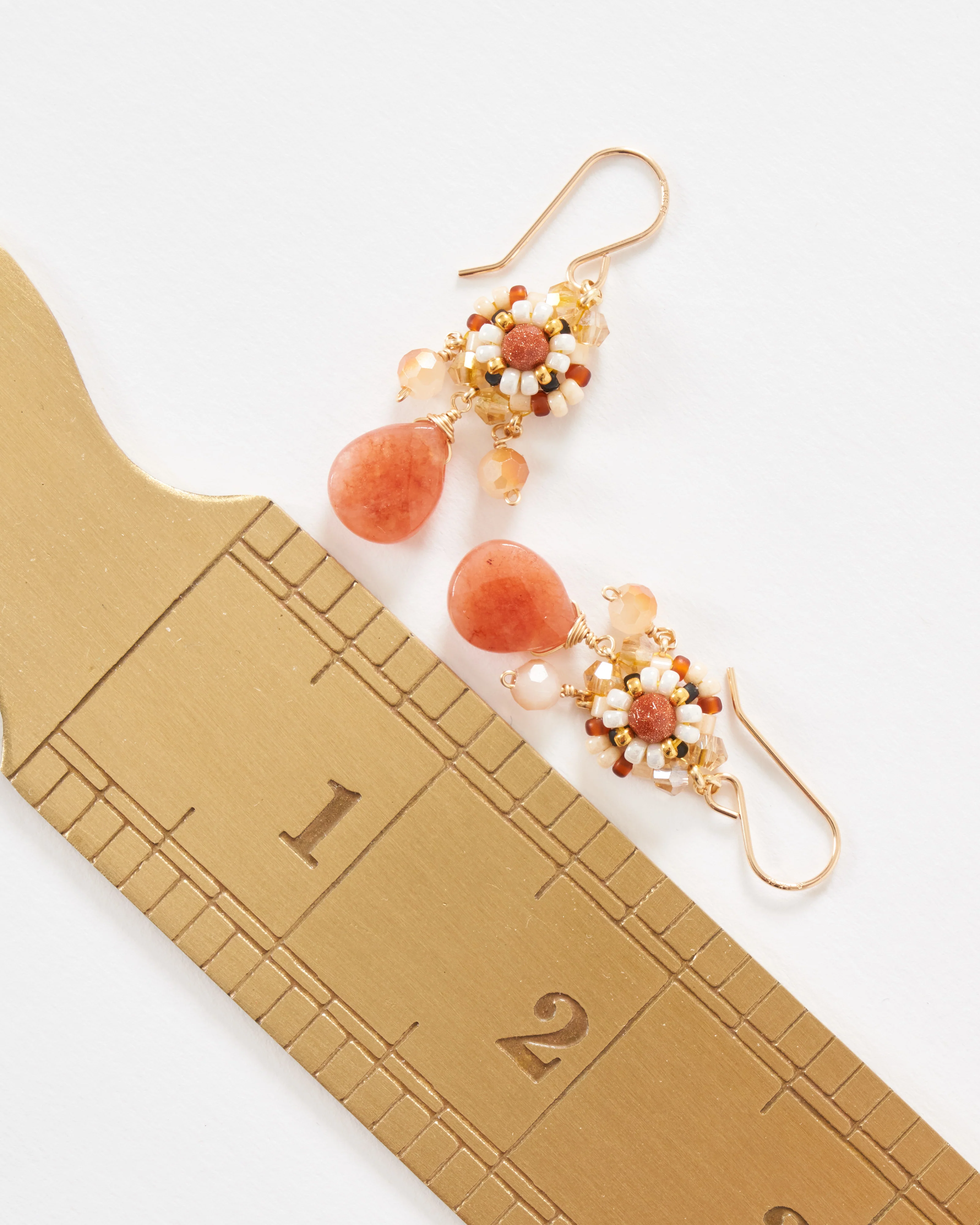 orange quartz and brown gold stone miyuki earrings - Image 5