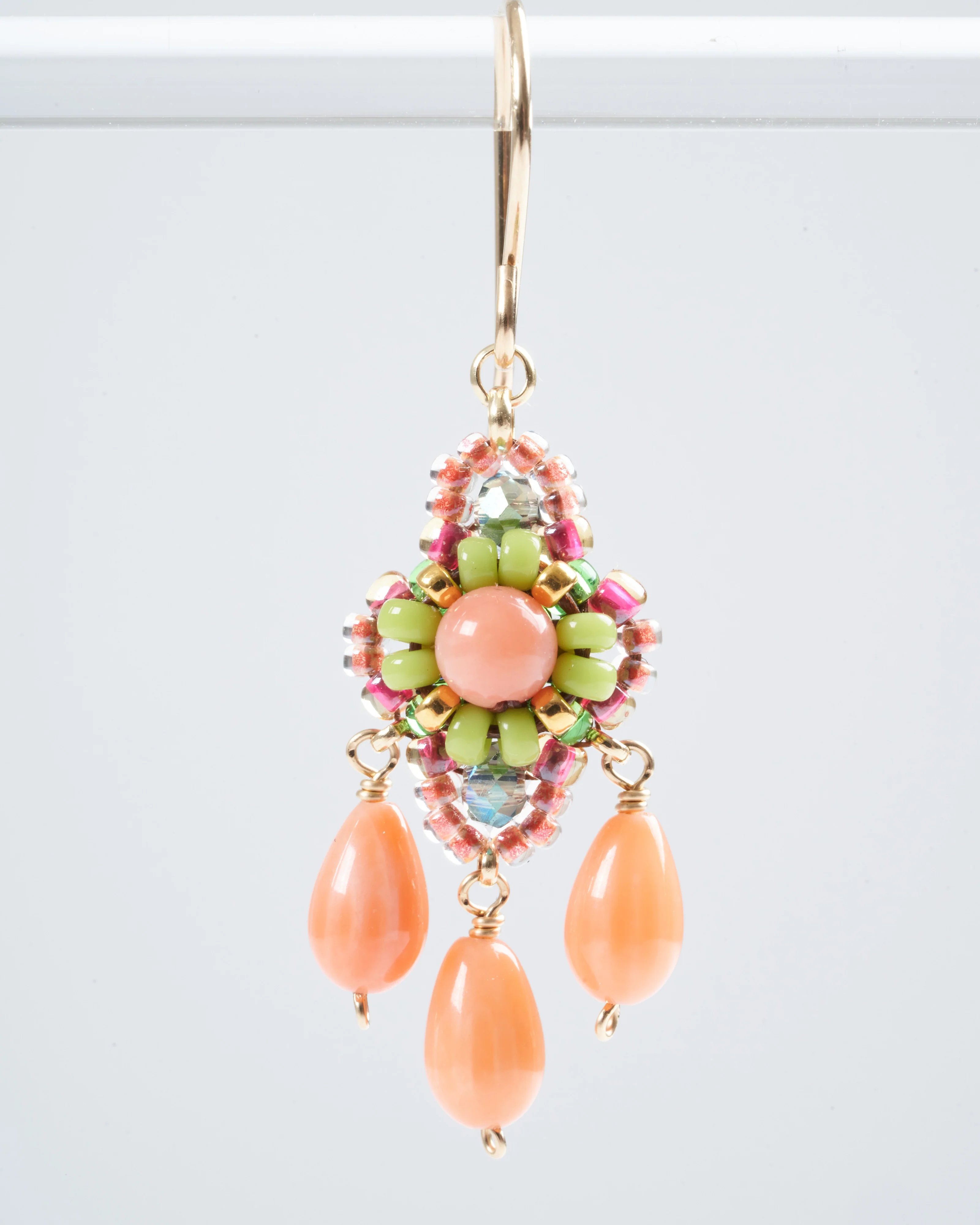 1.6" pink coral/miyuki earrings - coral - Image 2
