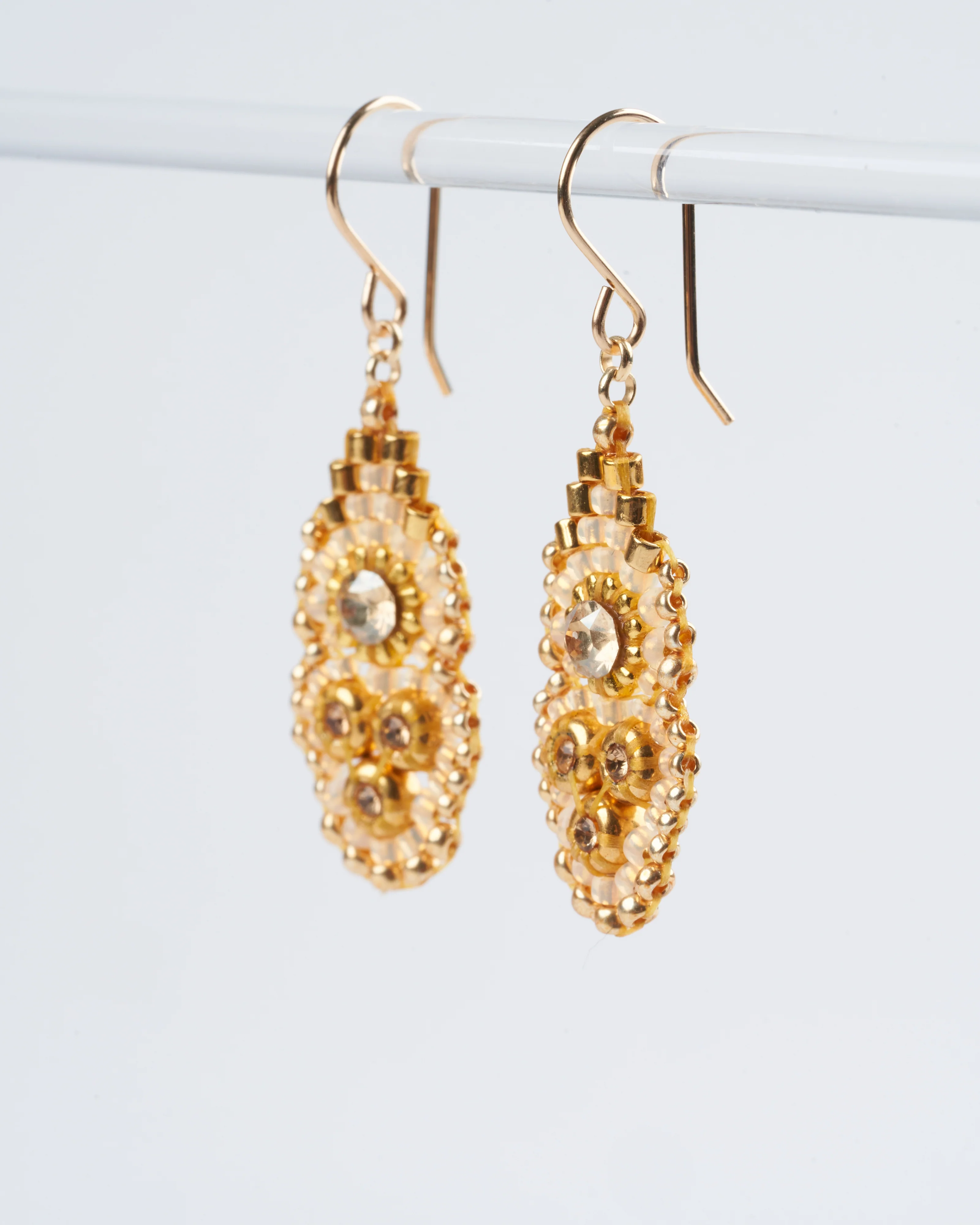 pyrite, miyuki, swarovski earrings - gold - Image 2