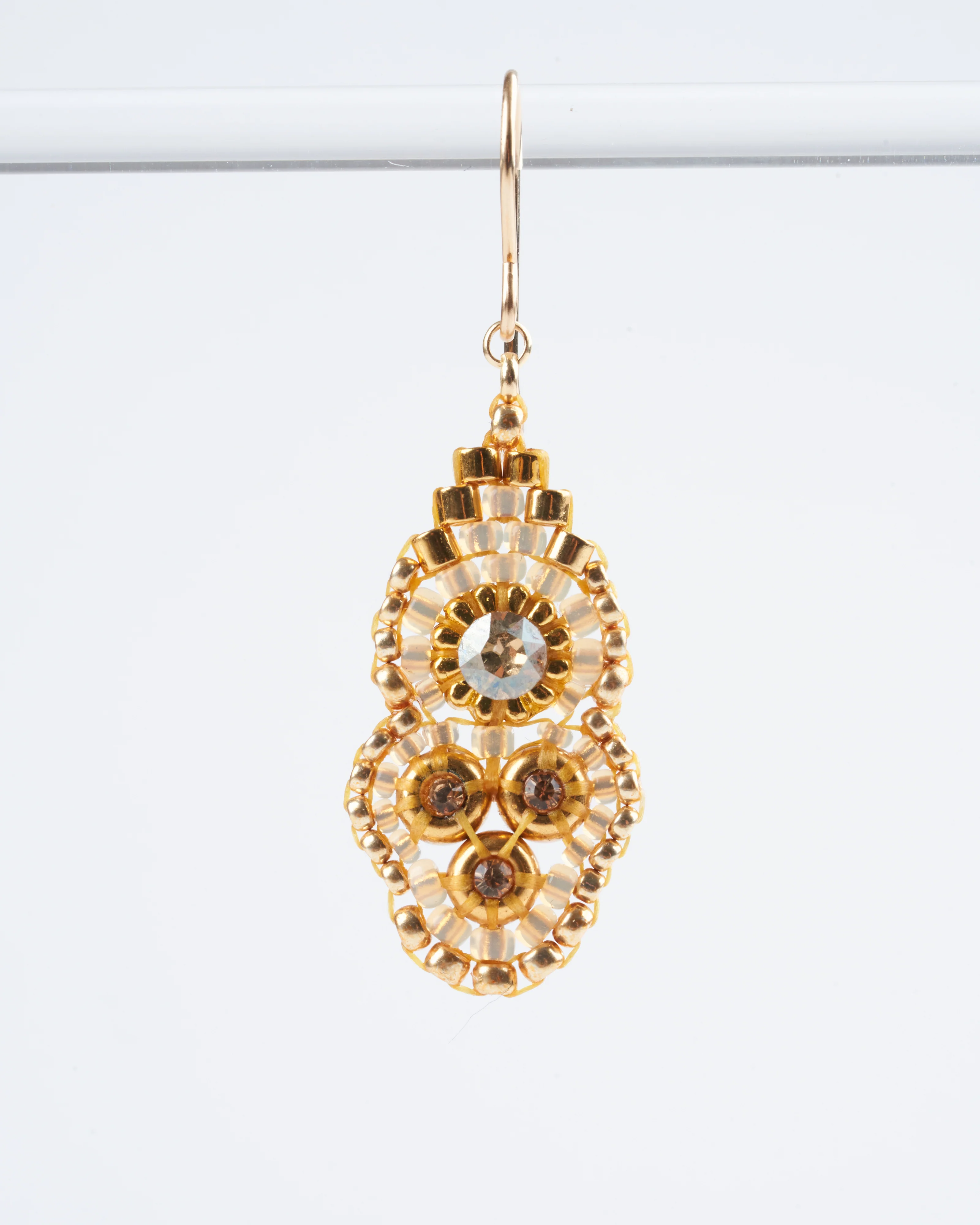 pyrite, miyuki, swarovski earrings - gold - Image 3