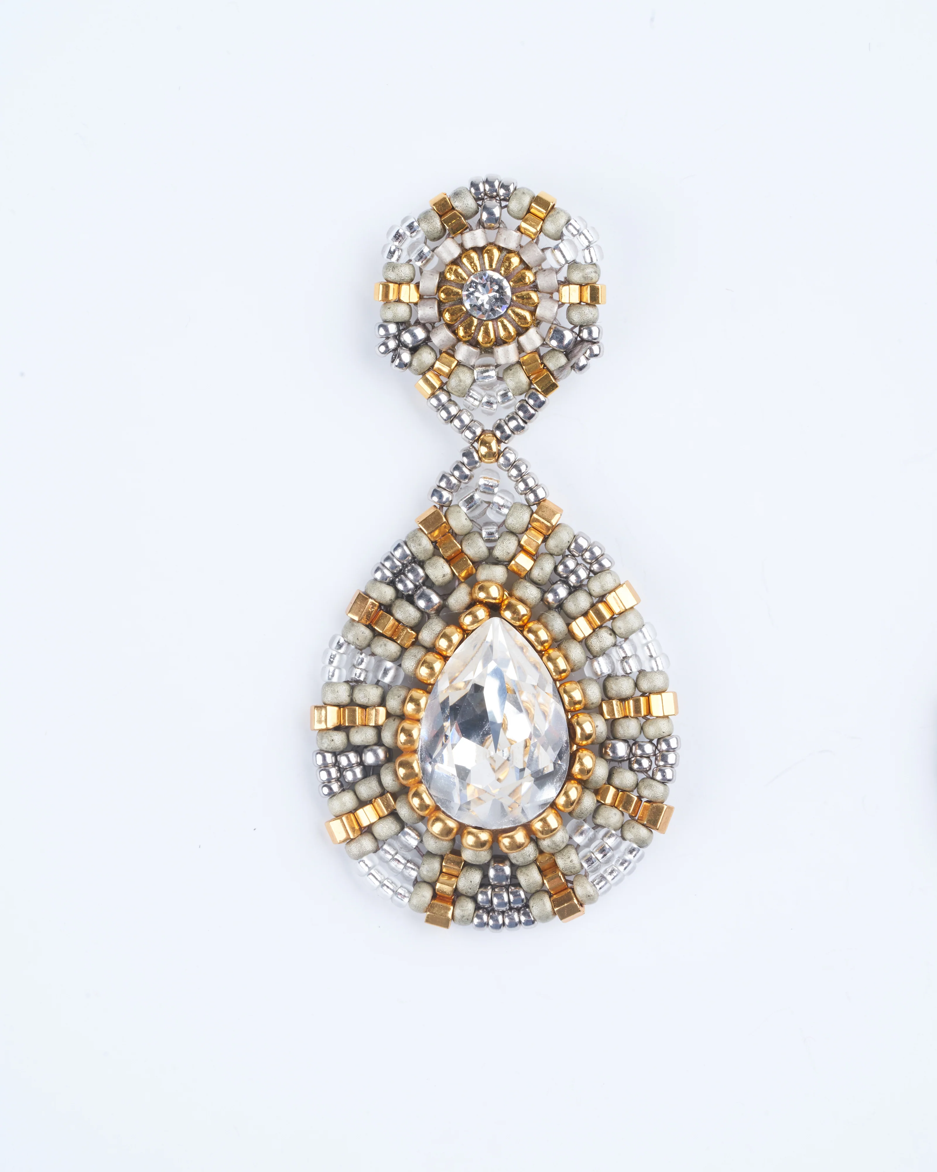 swarovski, miyuki earrings - silver/ gold - Image 2