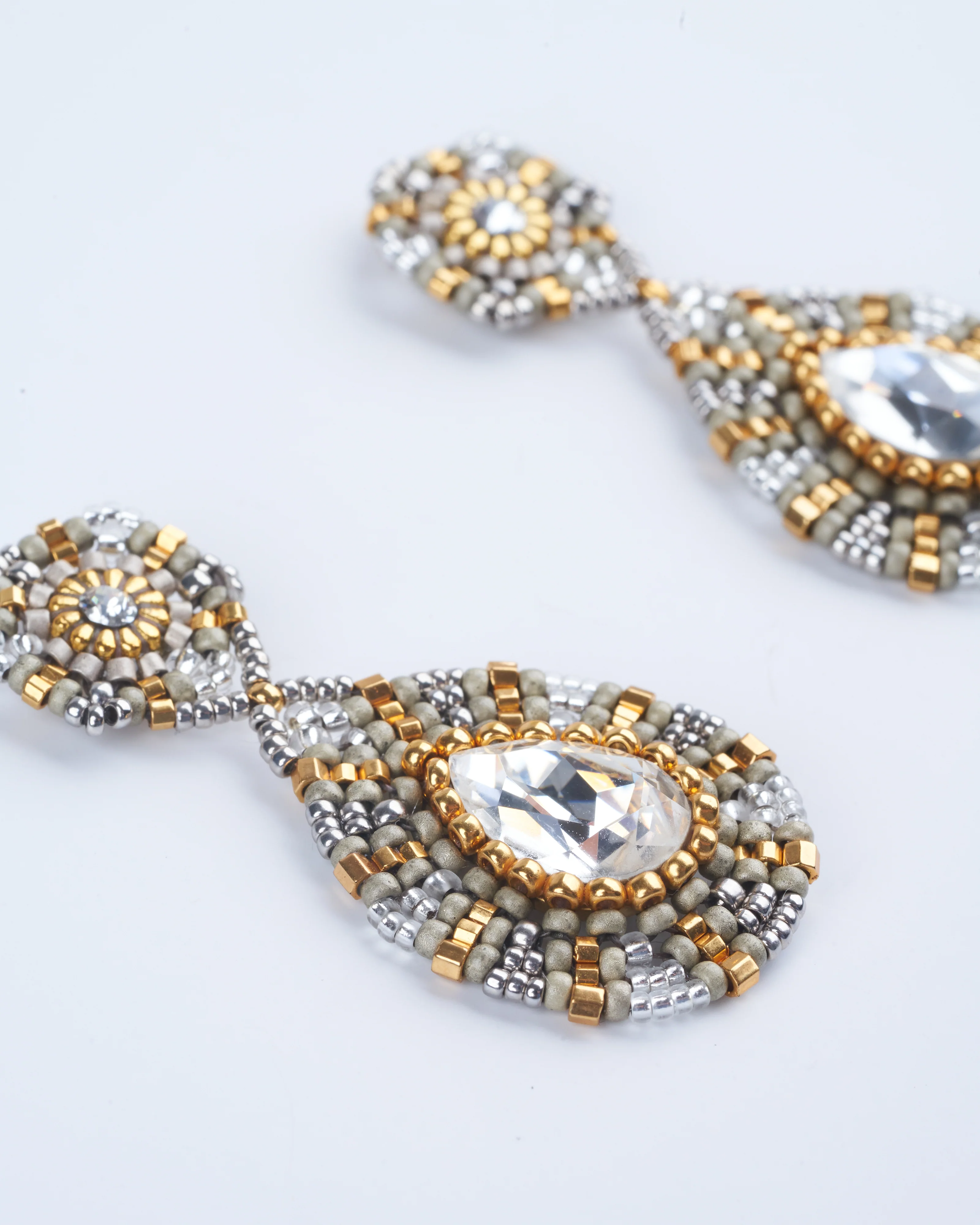 swarovski, miyuki earrings - silver/ gold - Image 3