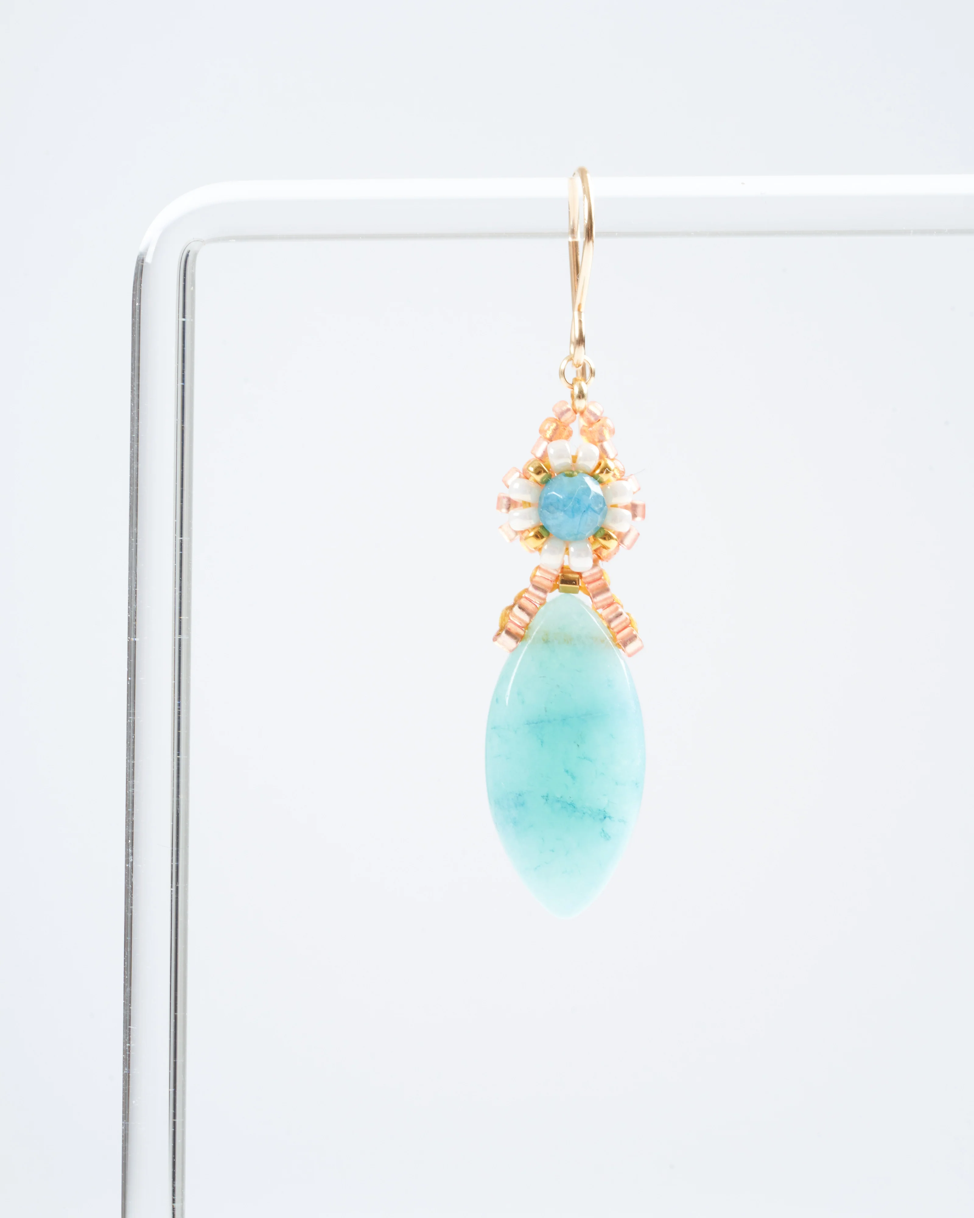 1.8" blue quartz/miyuki earrings - blue/gold - Image 2