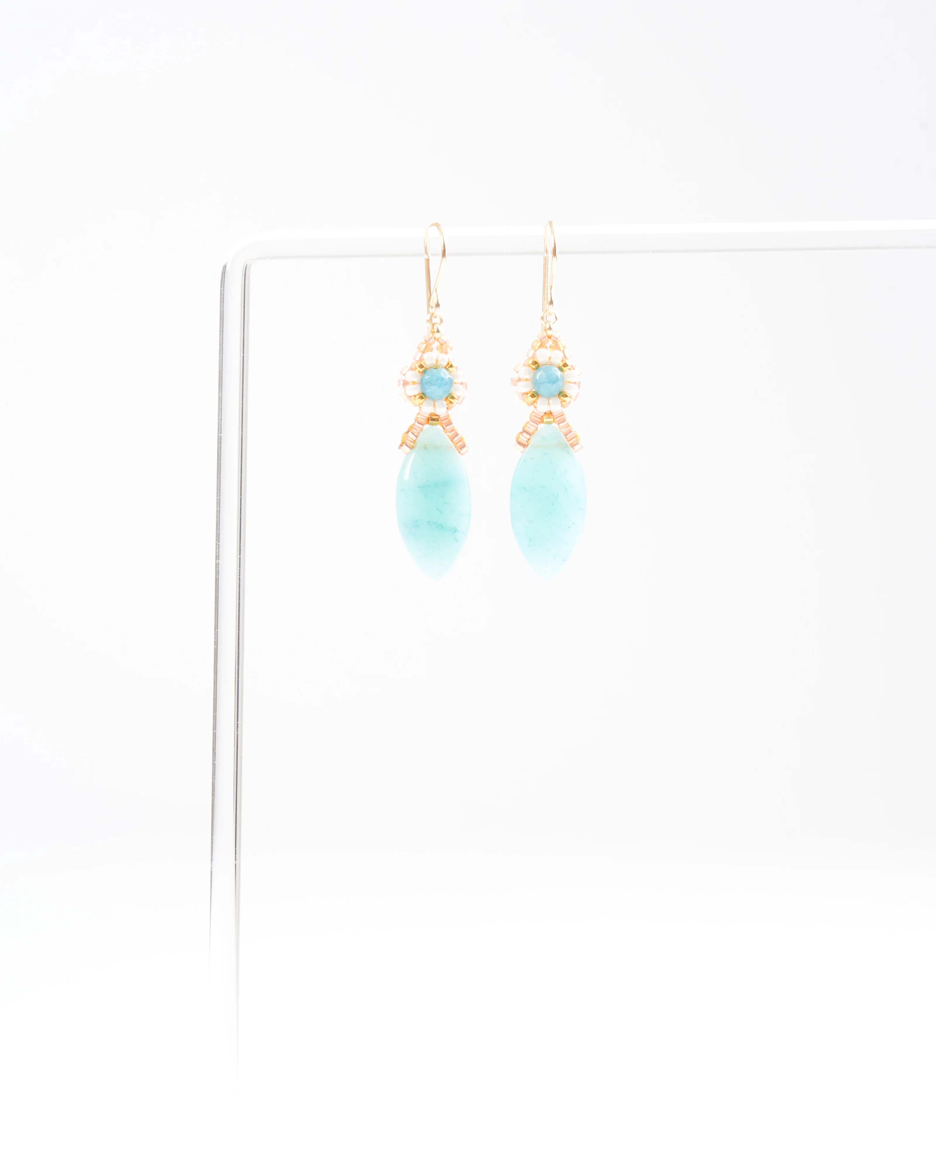 1.8" blue quartz/miyuki earrings - blue/gold - Image 4