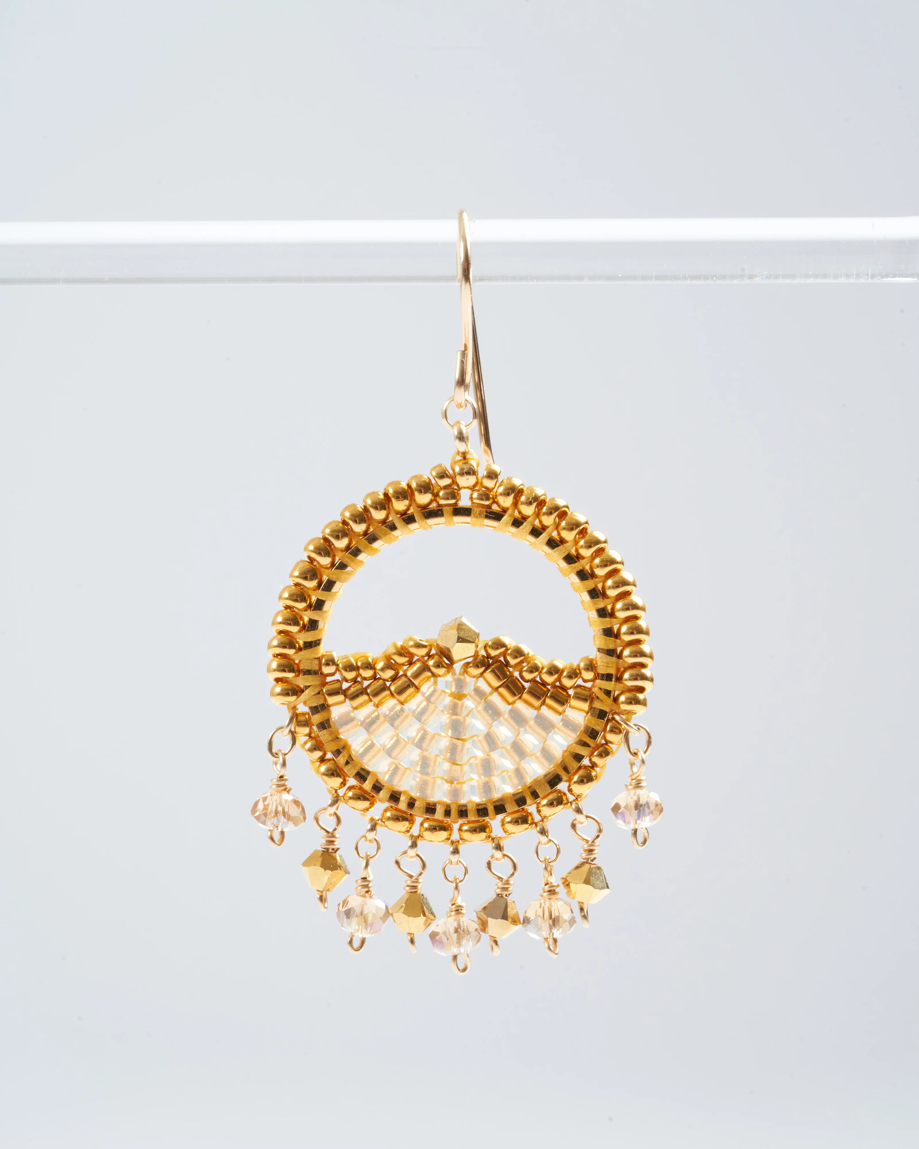 1.5" miyuki and swarovski earrings - gold - Image 2