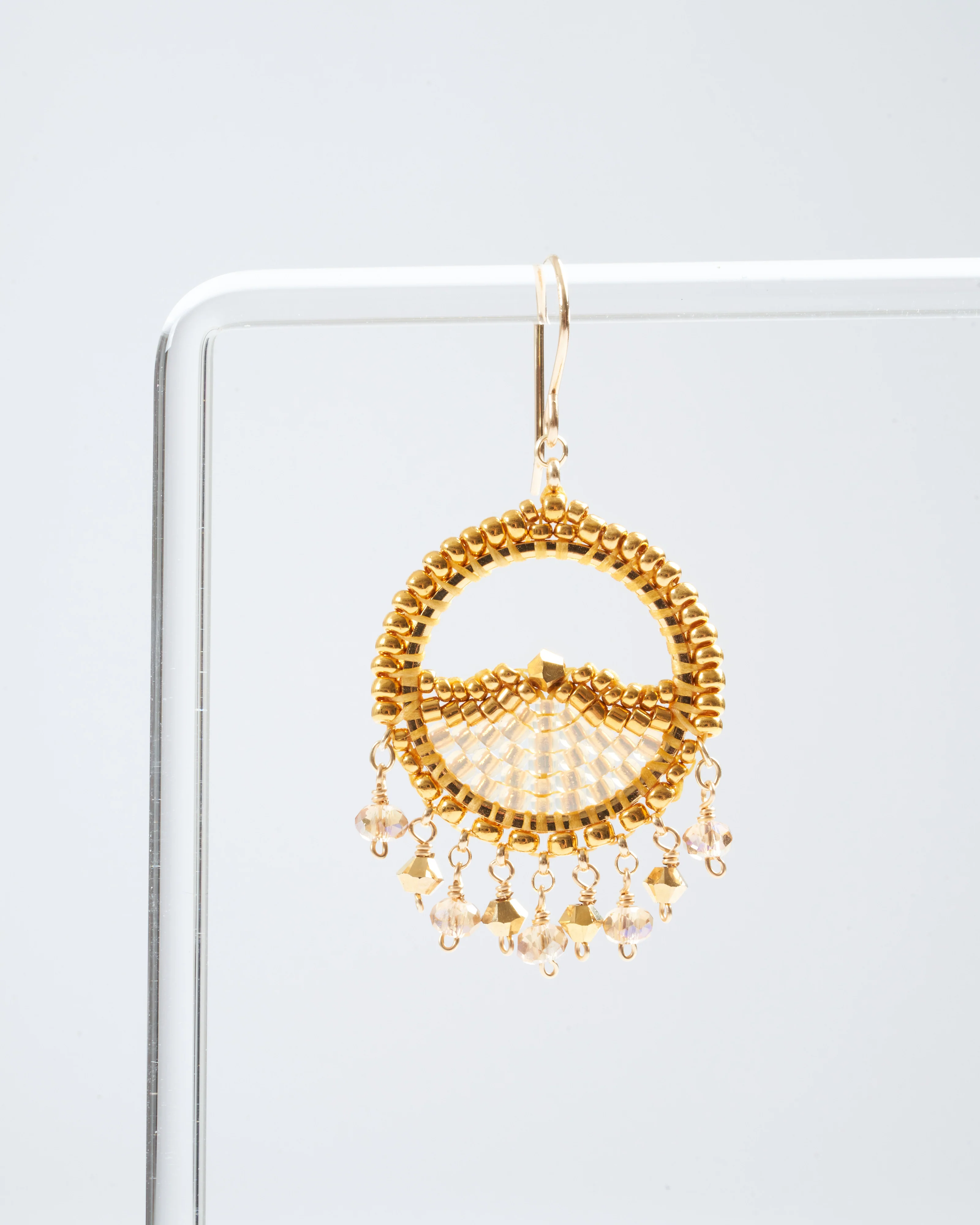 1.5" miyuki and swarovski earrings - gold - Image 3