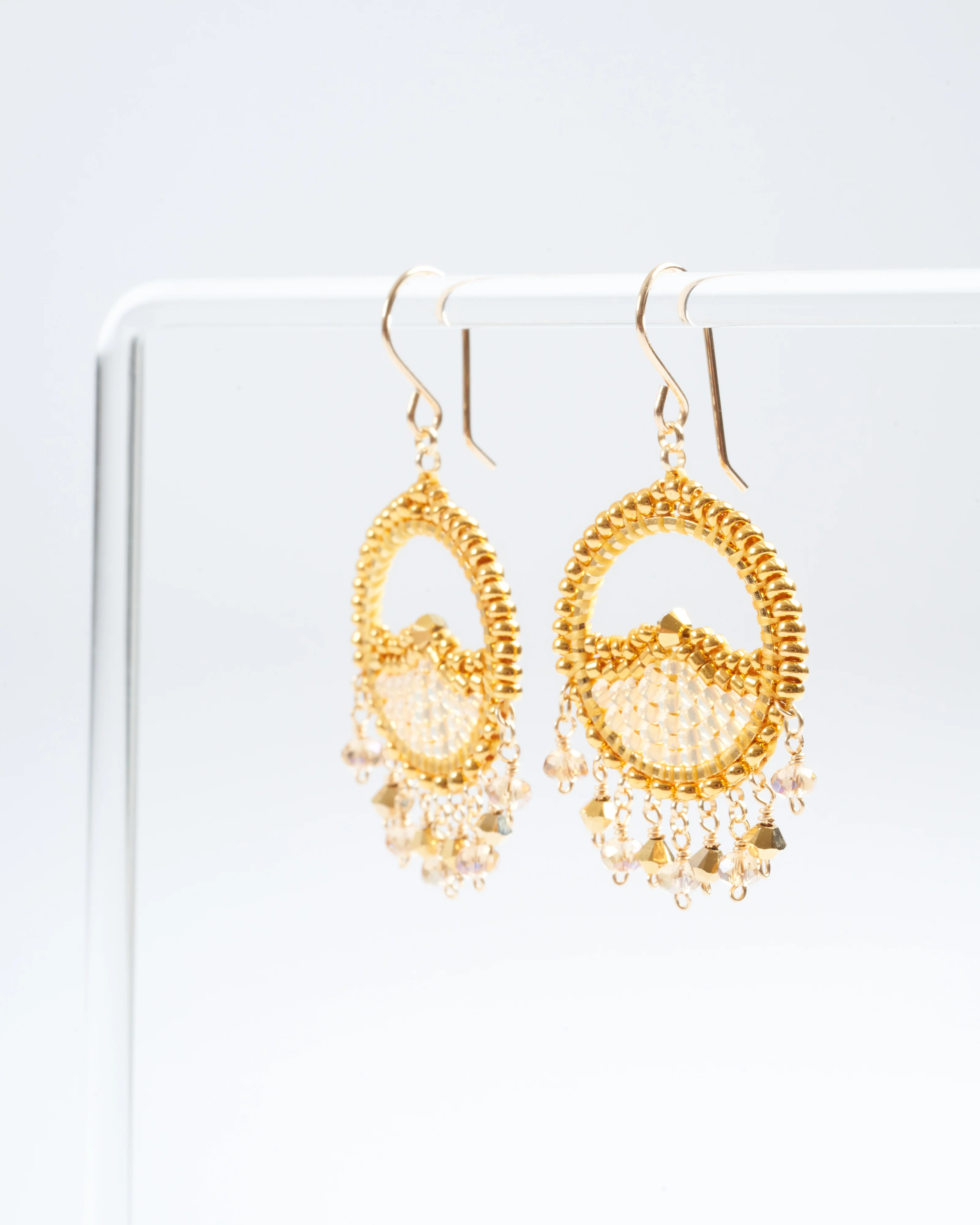 1.5" miyuki and swarovski earrings - gold - Image 4