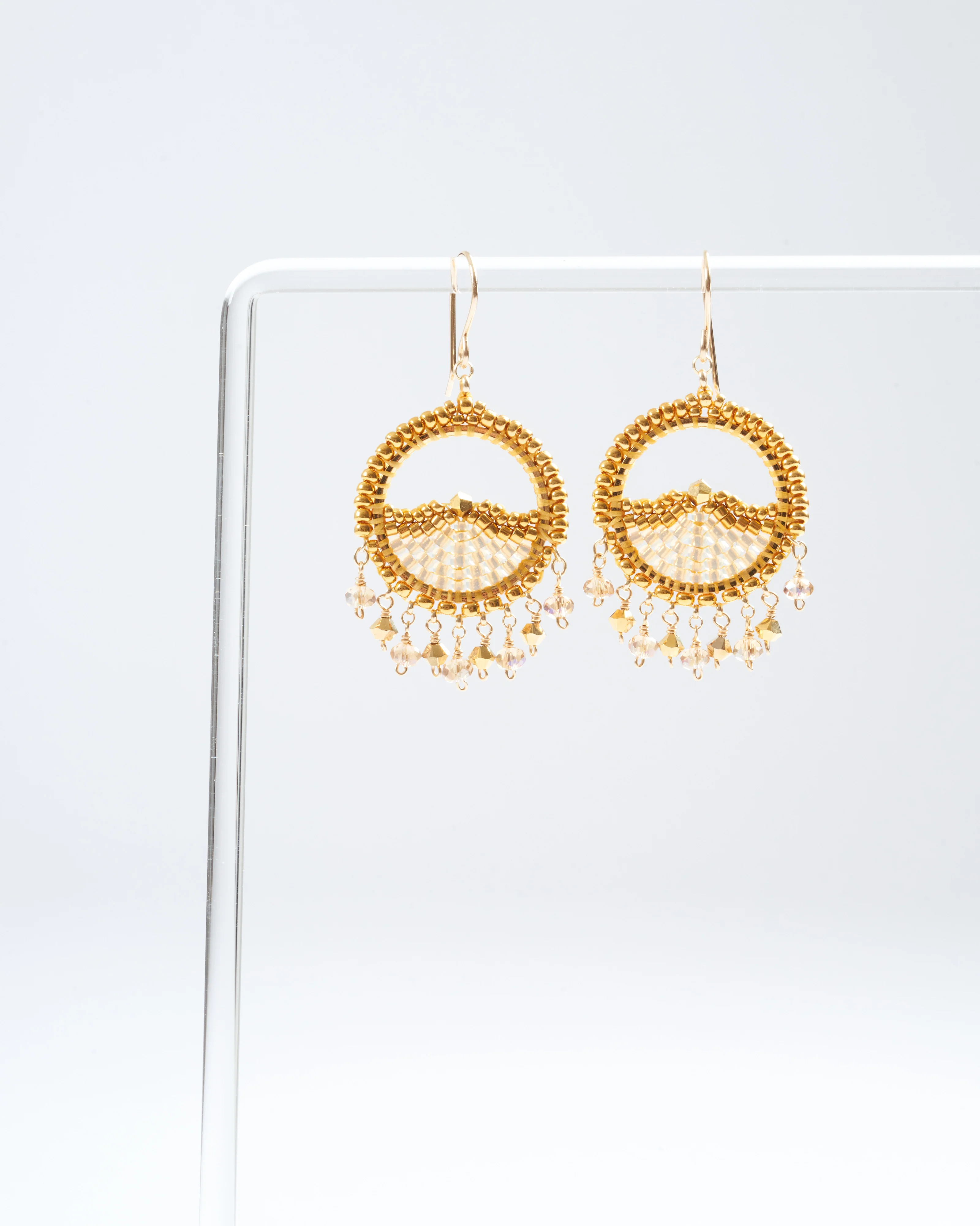 1.5" miyuki and swarovski earrings - gold - Image 5