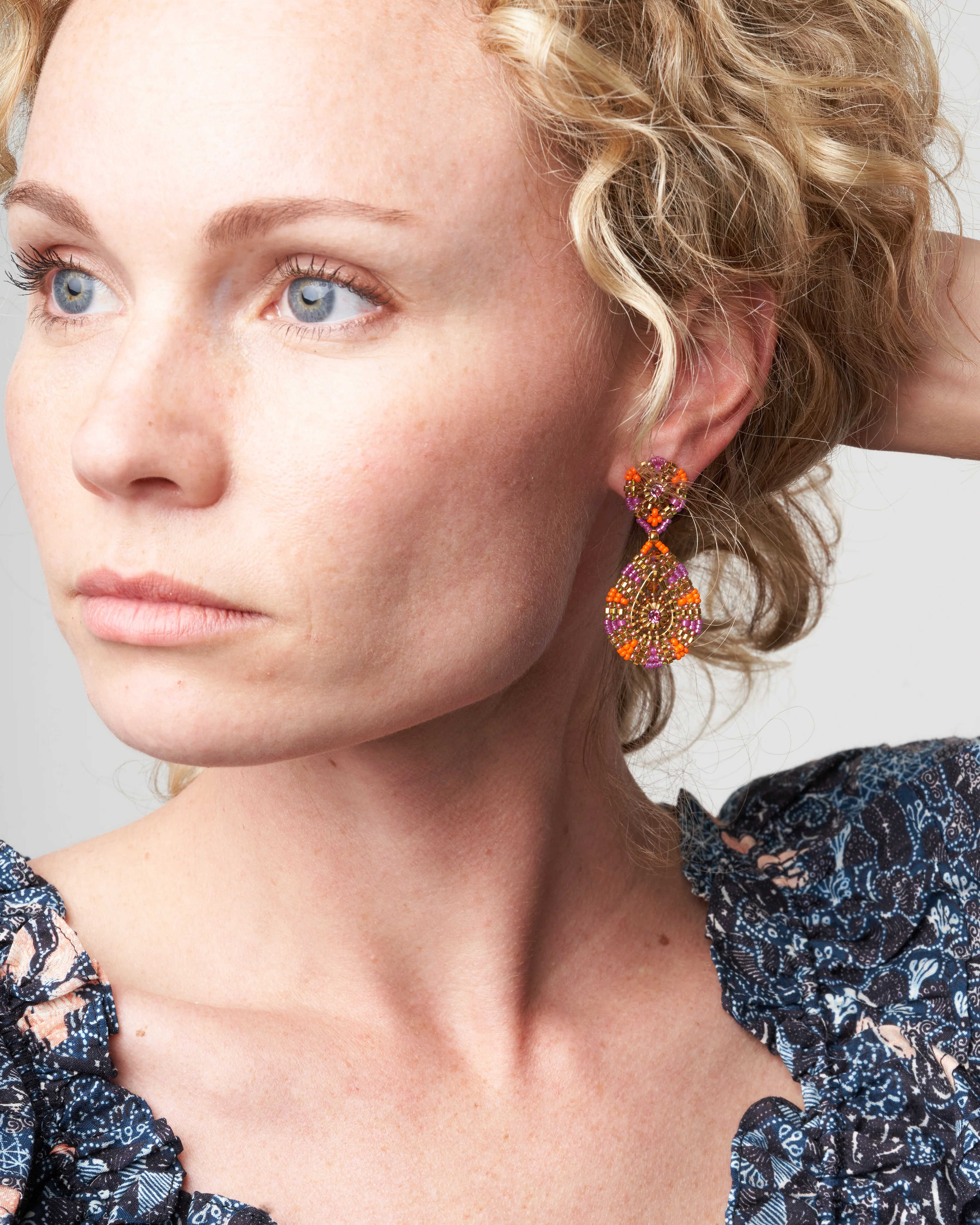 1.8 inch earrings - orange/purple