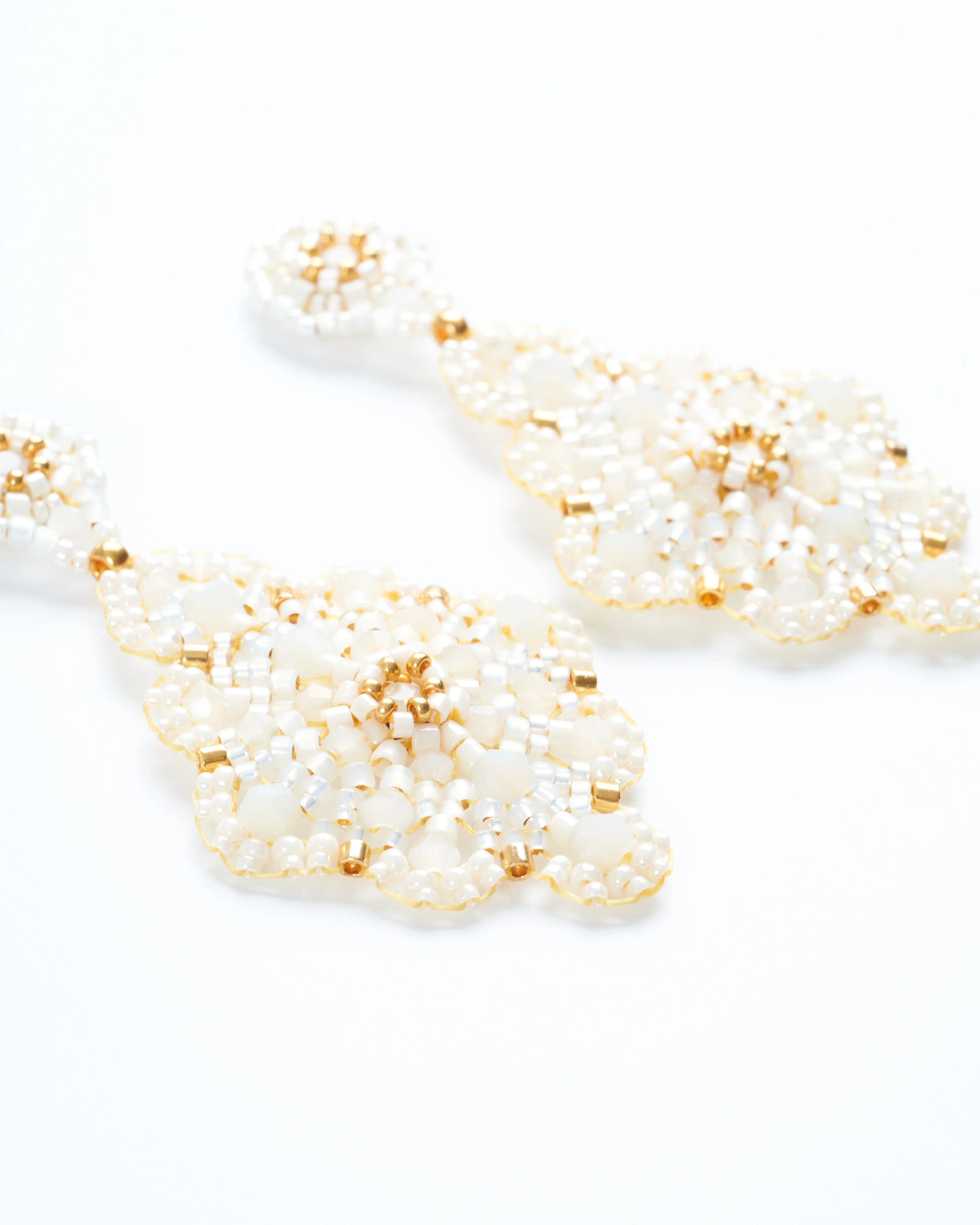 2.4" swarovski/gold fill/miyuki earrings - white/gold - Image 2