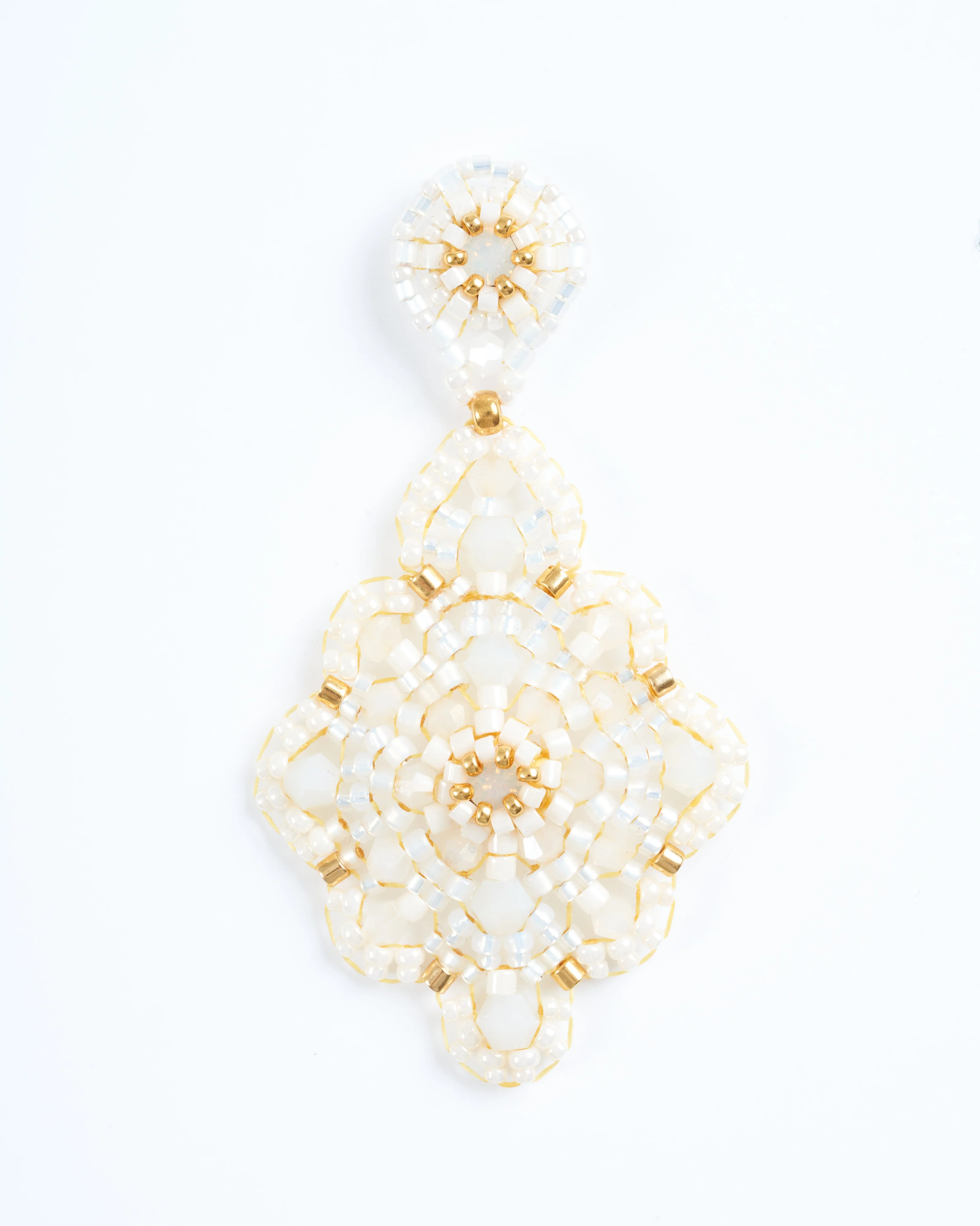 2.4" swarovski/gold fill/miyuki earrings - white/gold - Image 3