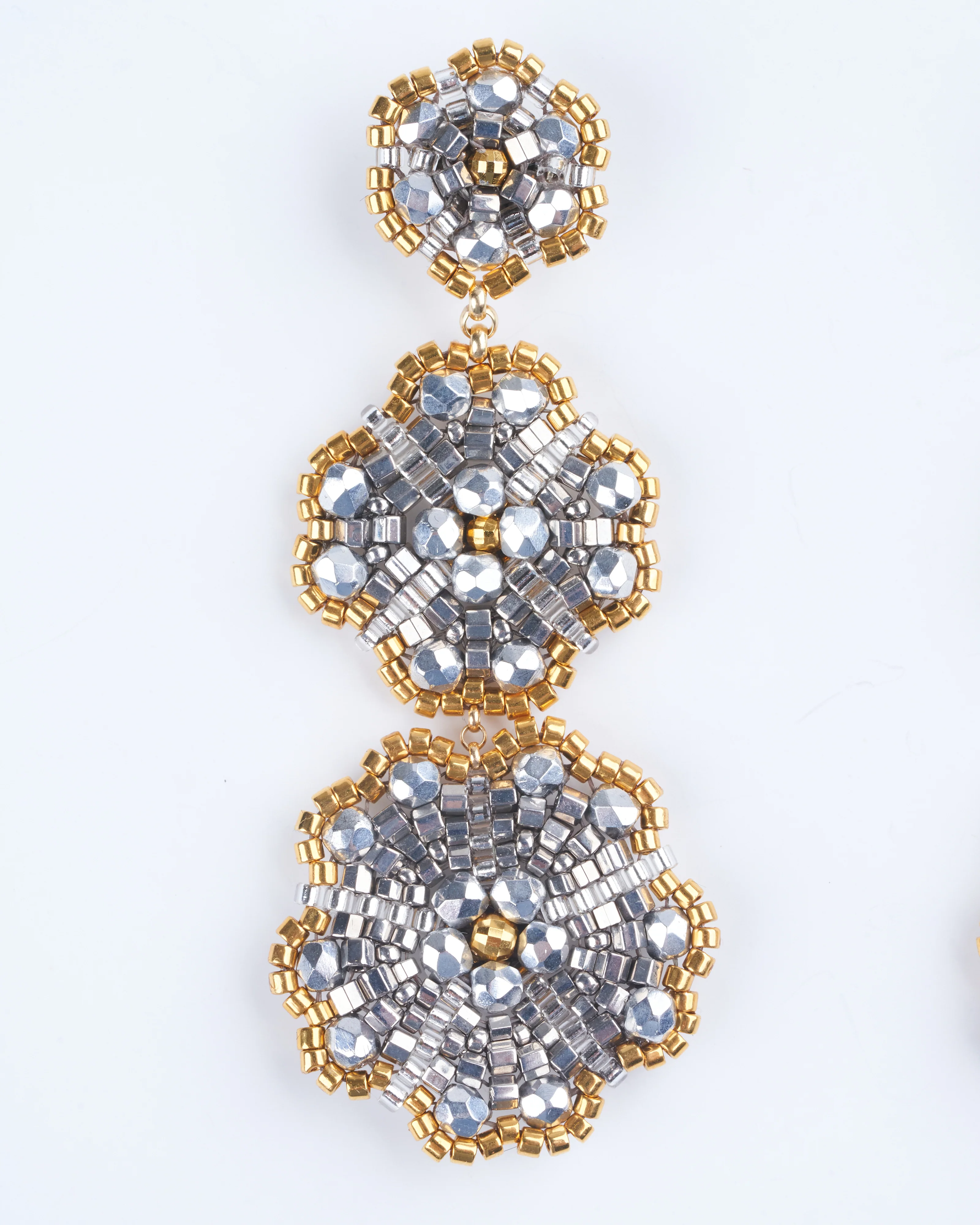 pyrite, miyuki earrings - silver/ gold - Image 2