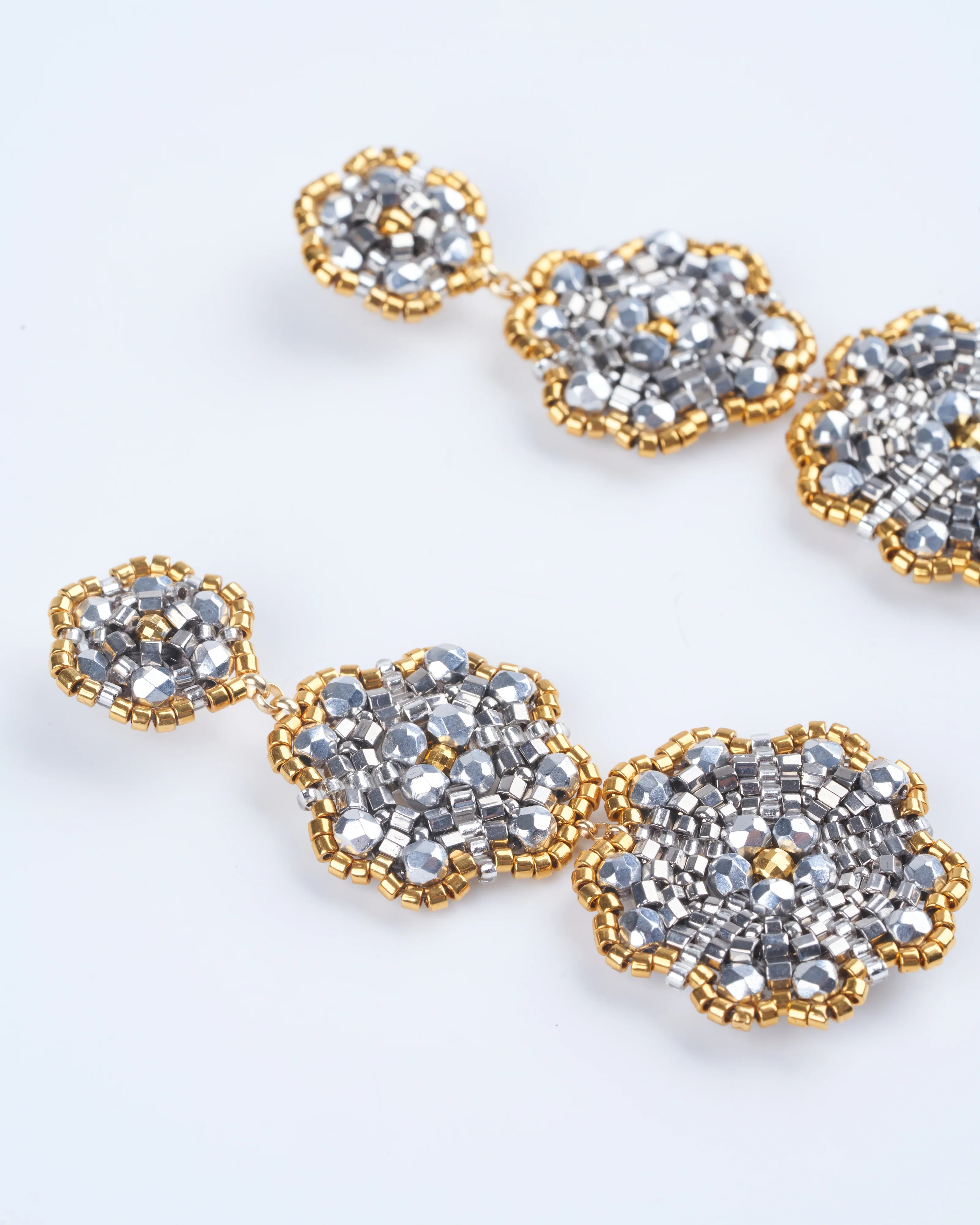 pyrite, miyuki earrings - silver/ gold - Image 3