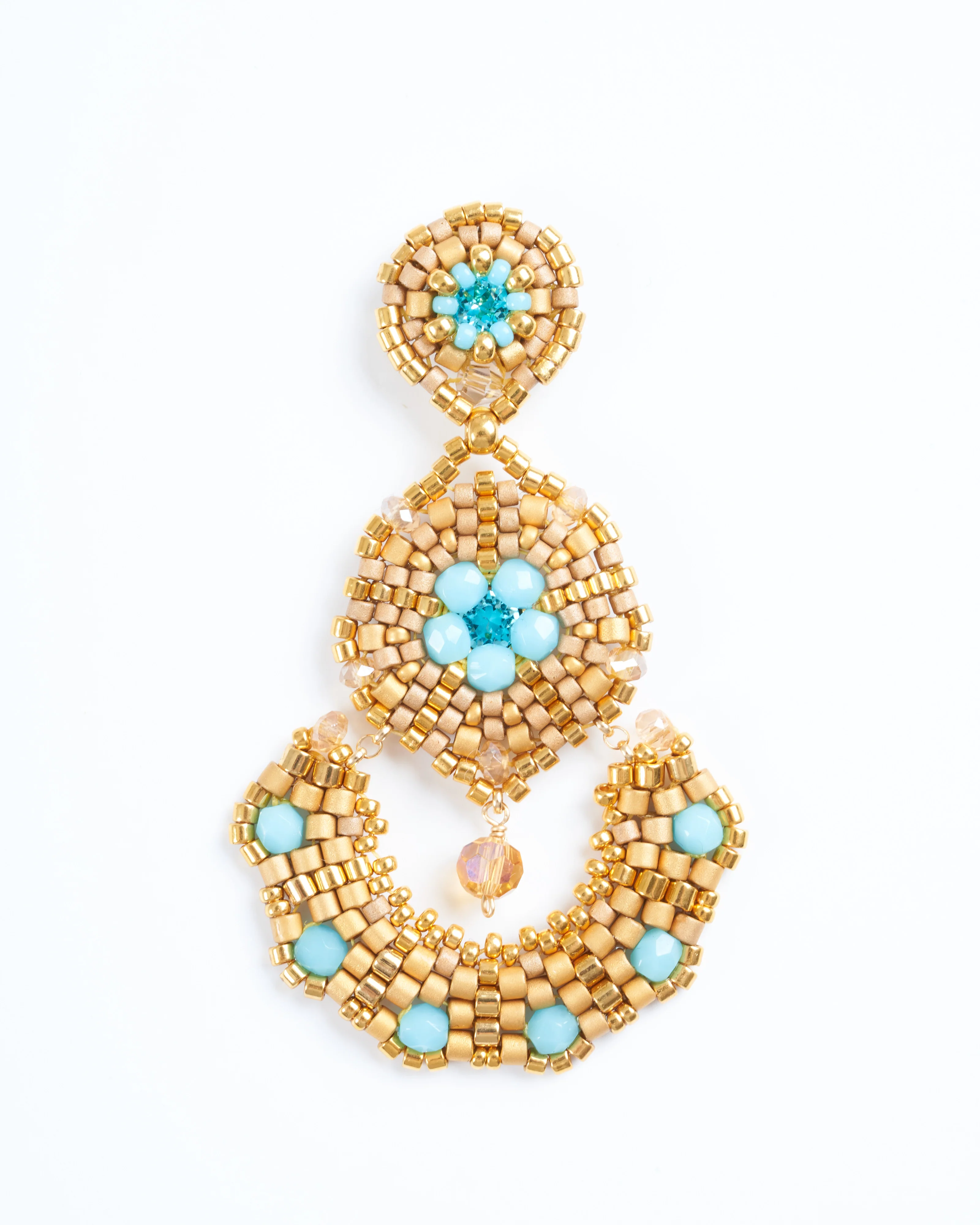 2.5" swarovski/miyuki drop earrings - gold/blue - Image 3