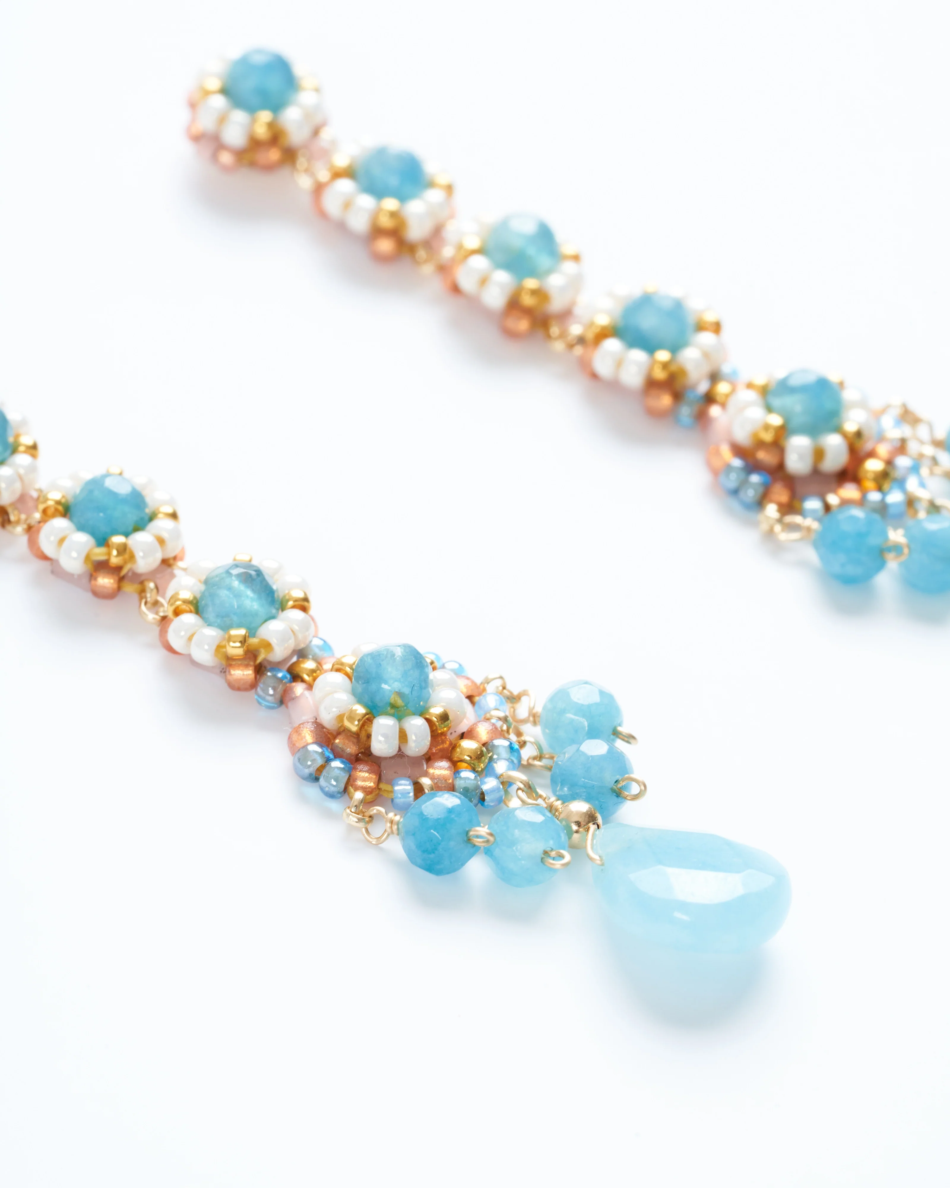 2.6" blue quartz/miyuki earrings - blue/gold - Image 2