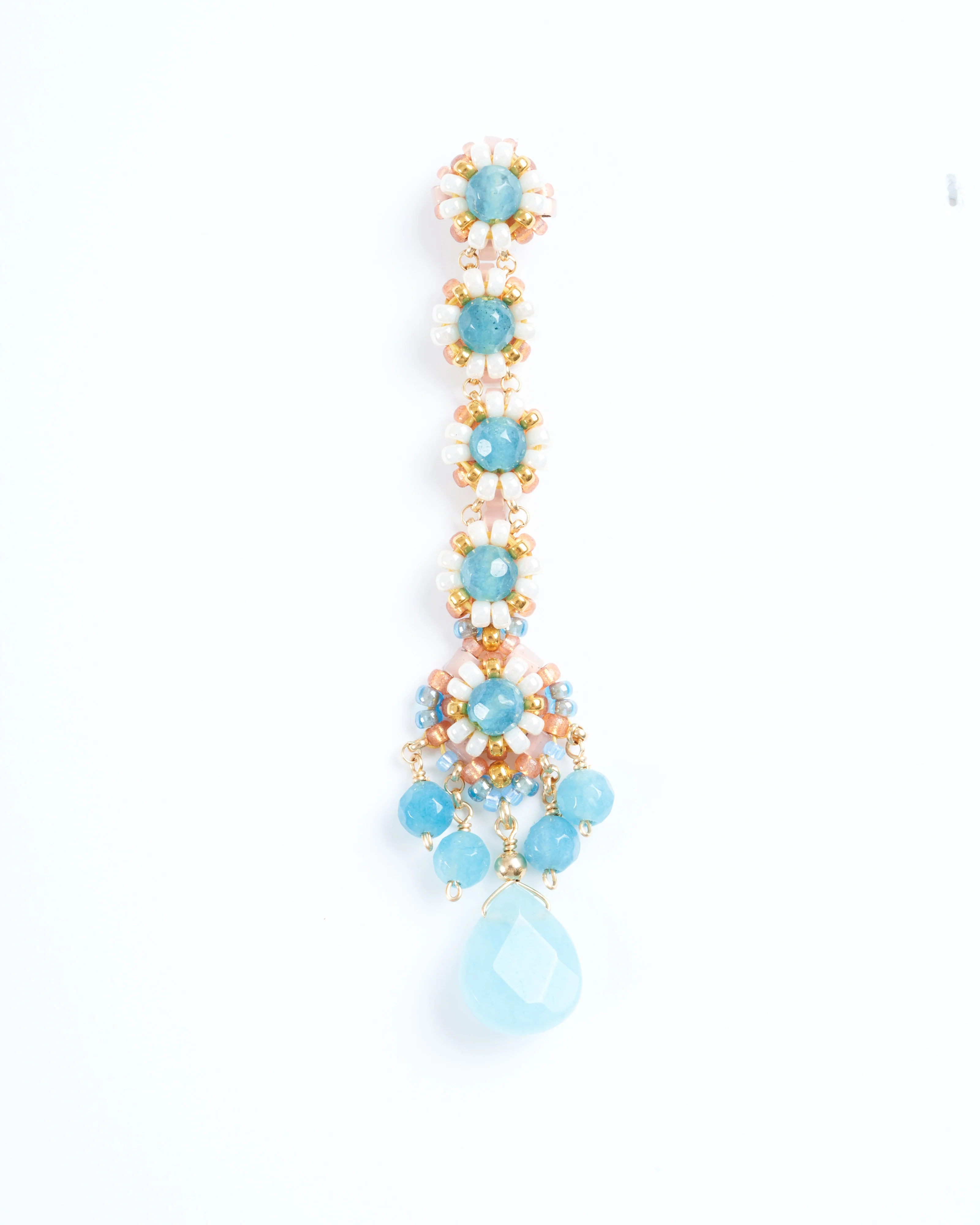 2.6" blue quartz/miyuki earrings - blue/gold - Image 3