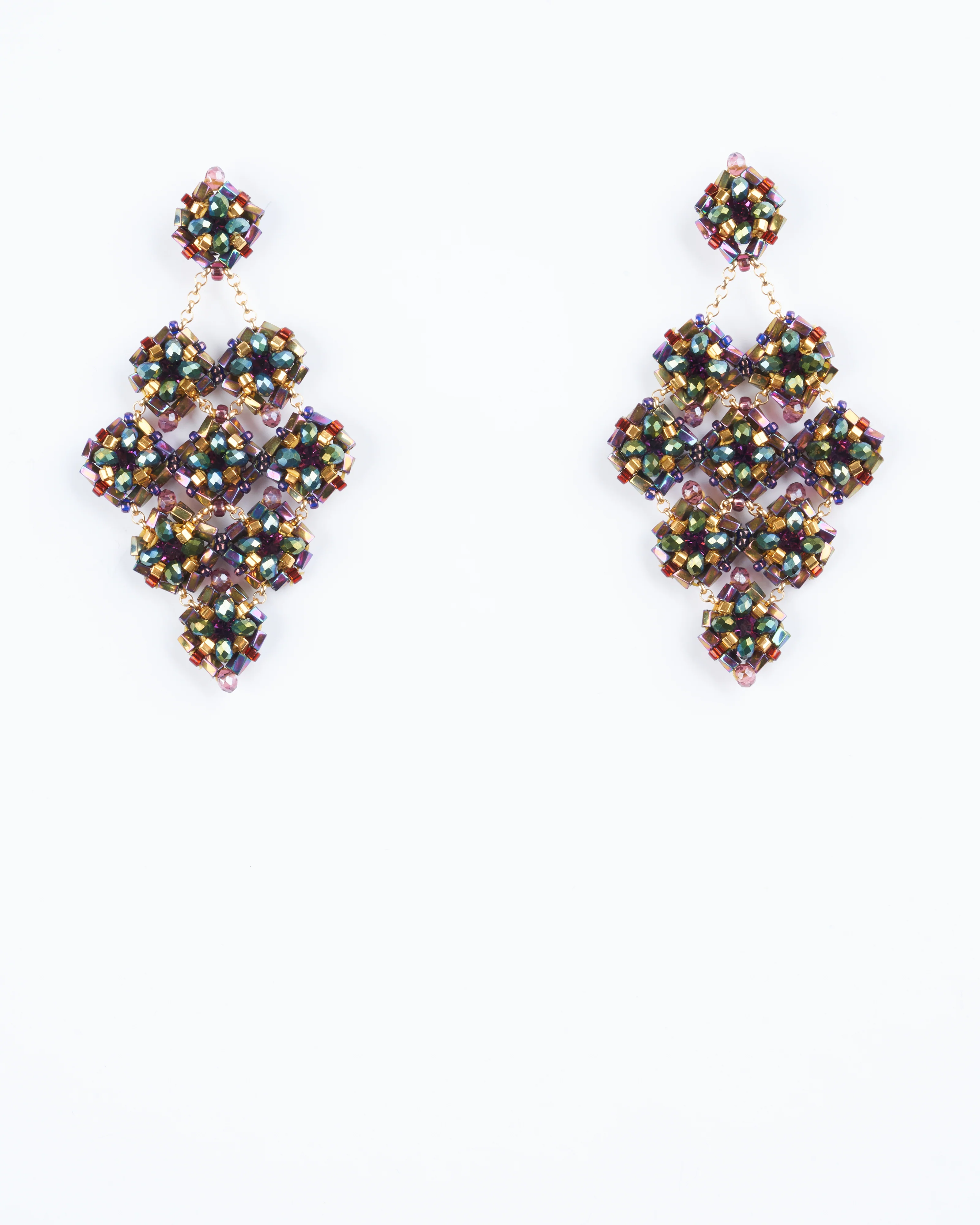 multicolor miyuki bead earrings - green multi