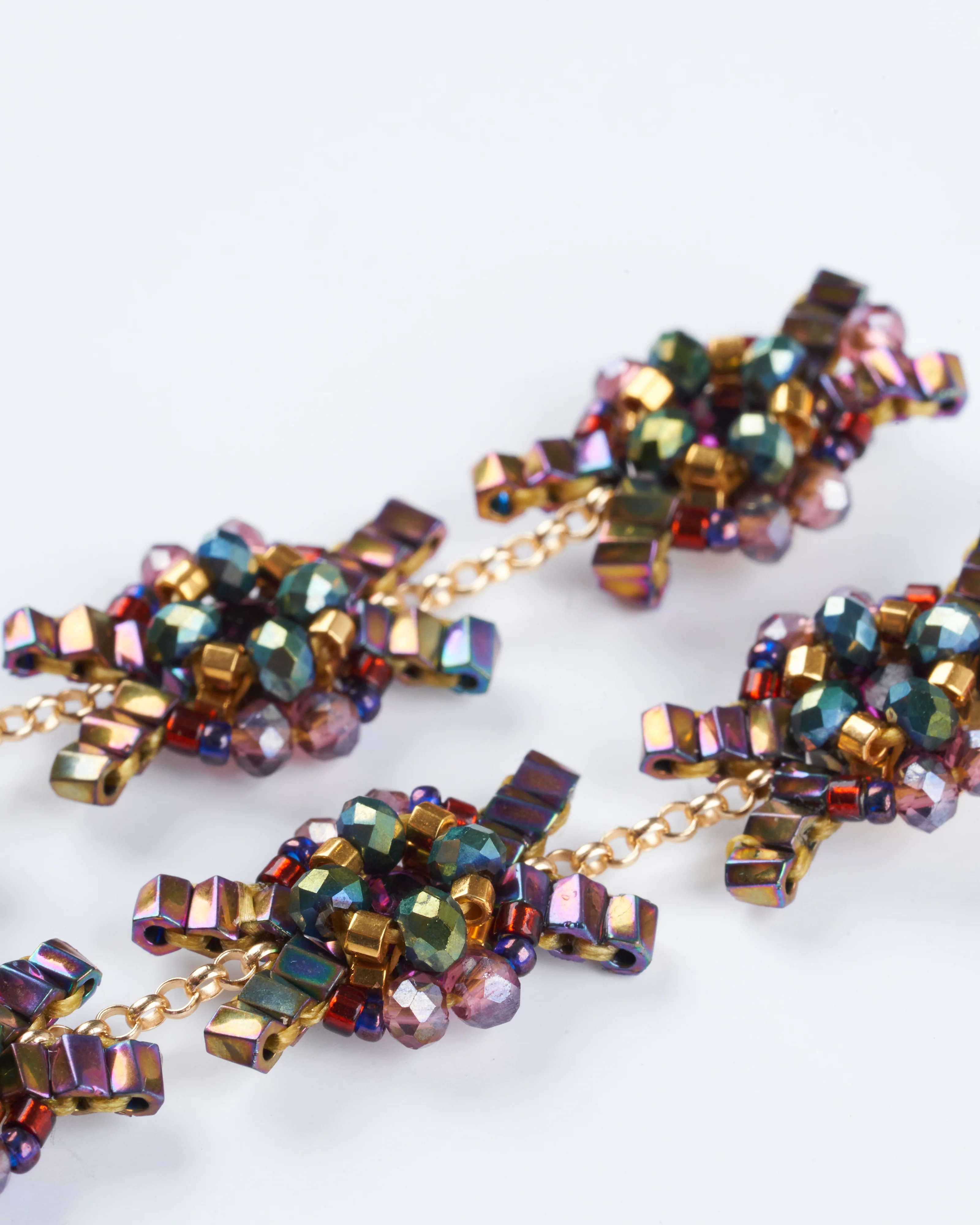 purple quartz, swarovski, miyuki earrings - green/ purple - Image 3