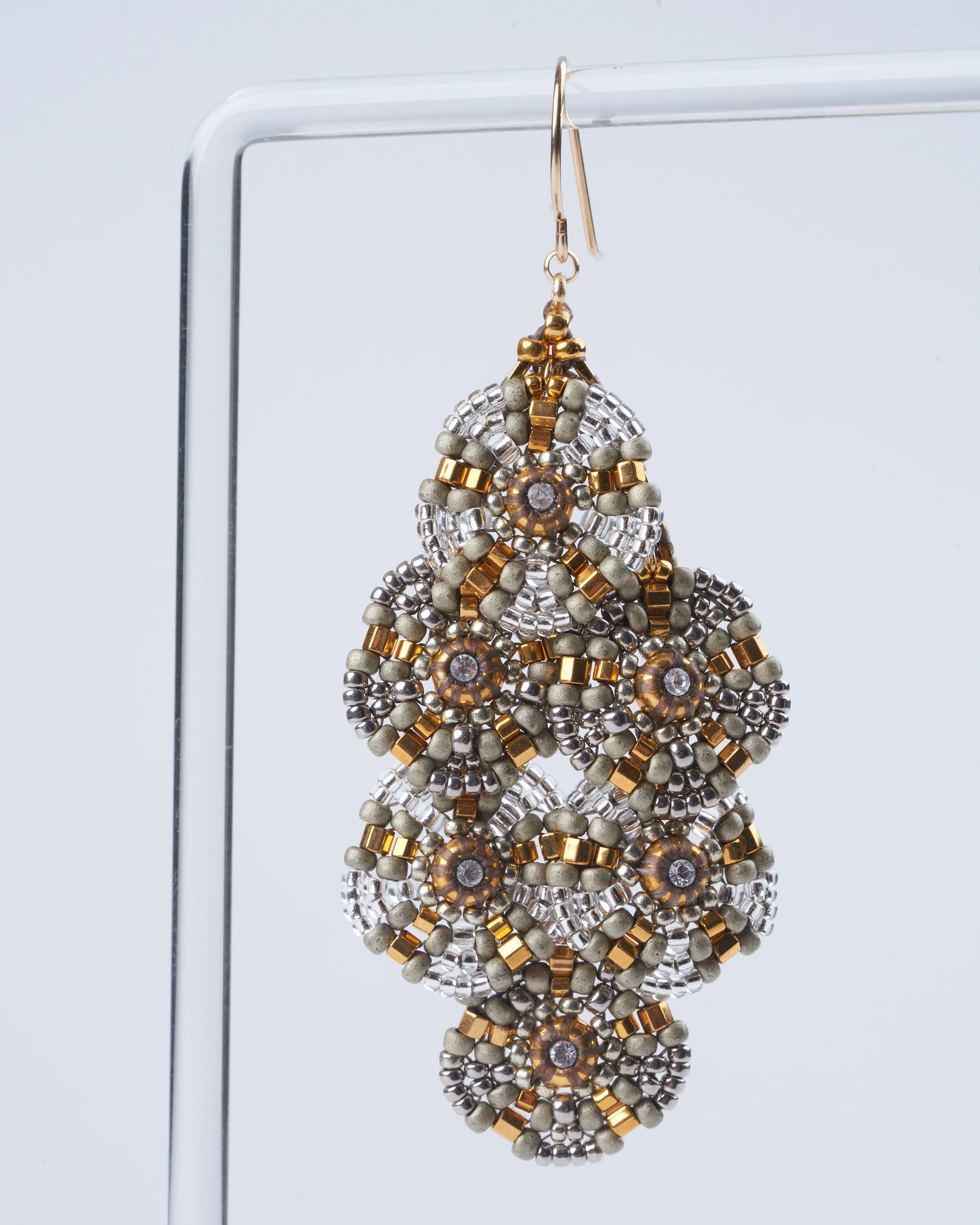 swarovski, miyuki earrings - silver/ gold - Image 3
