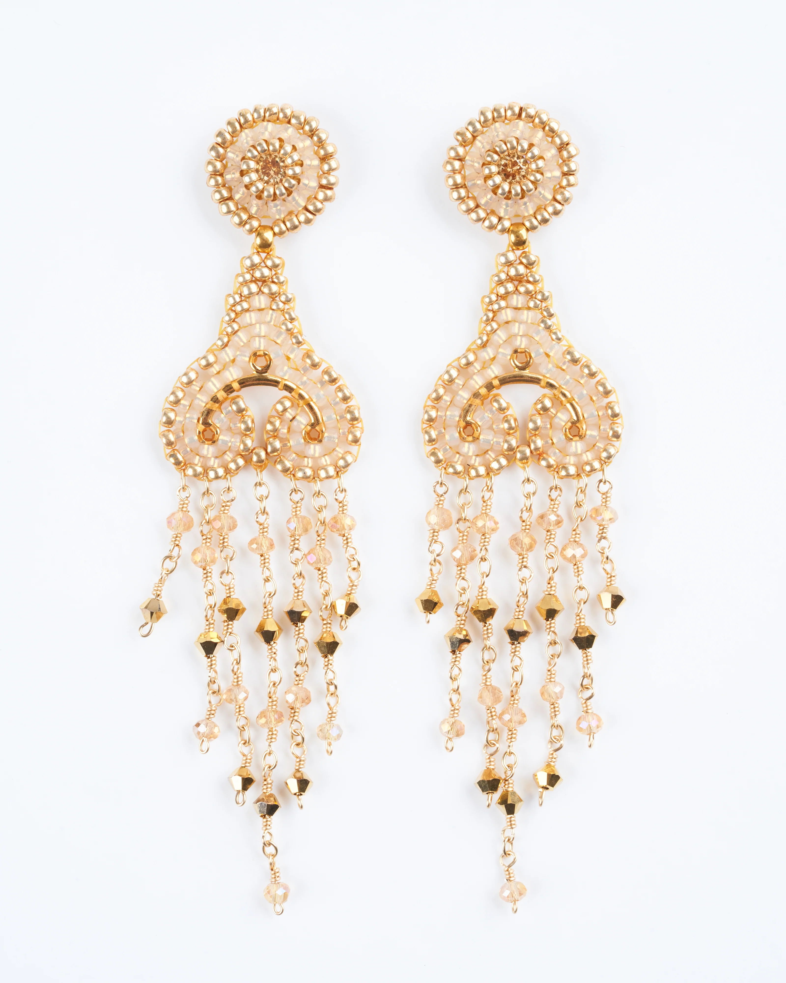 pyrite, miyuki earrings- gold