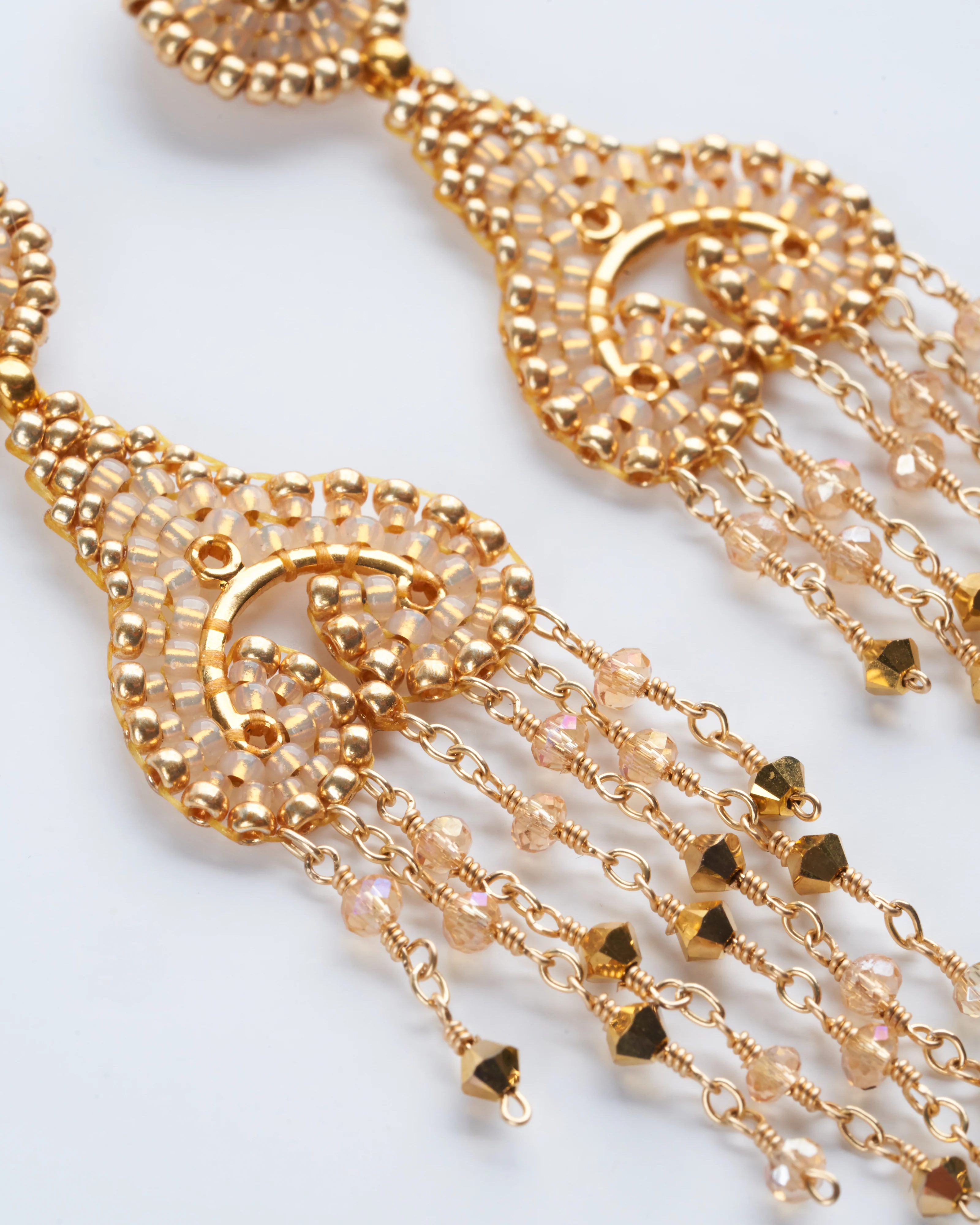 pyrite, miyuki earrings- gold - Image 2