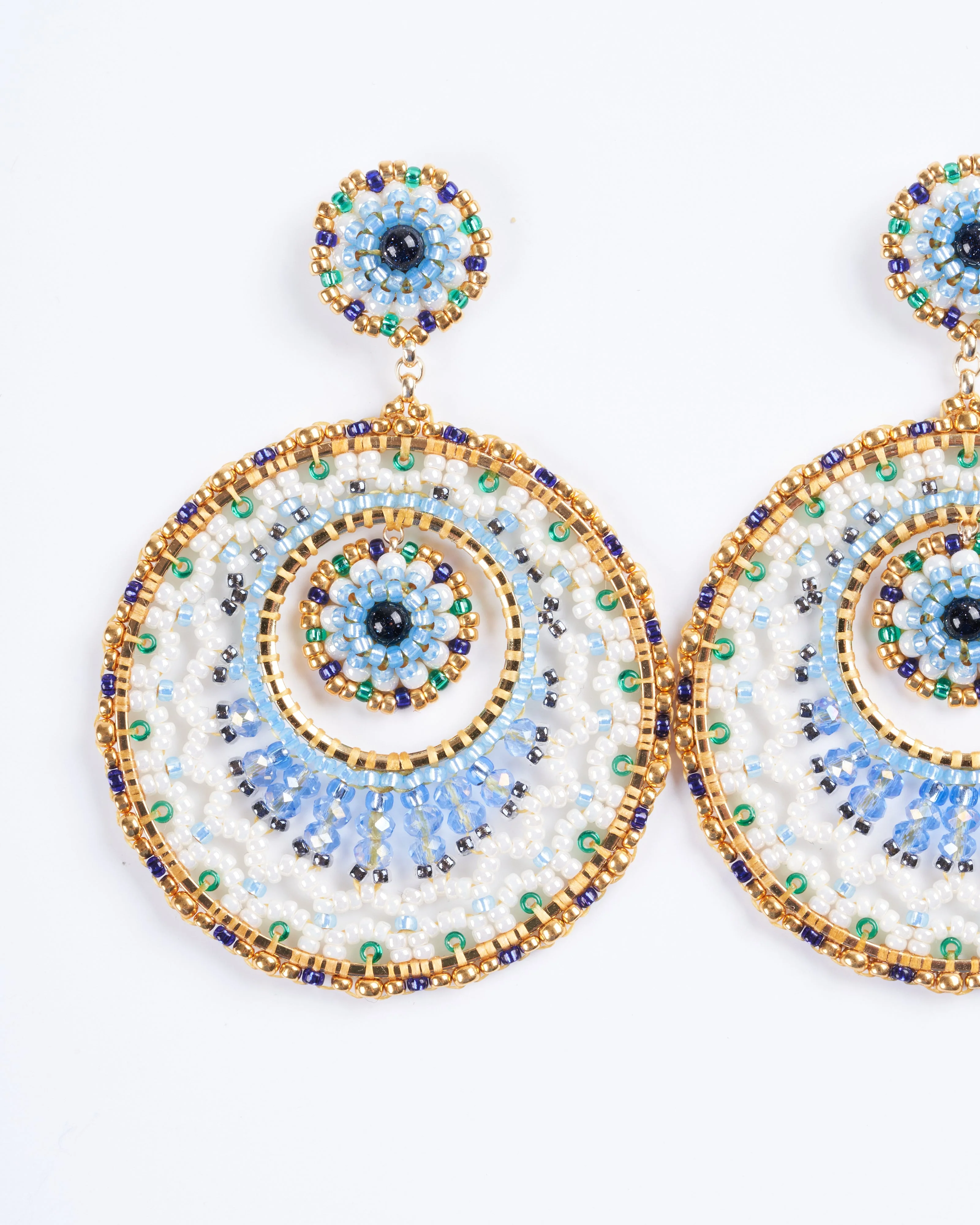 blue and gold stone with 18kgp rondelle and 14gf miyuki - stone gold - Image 2