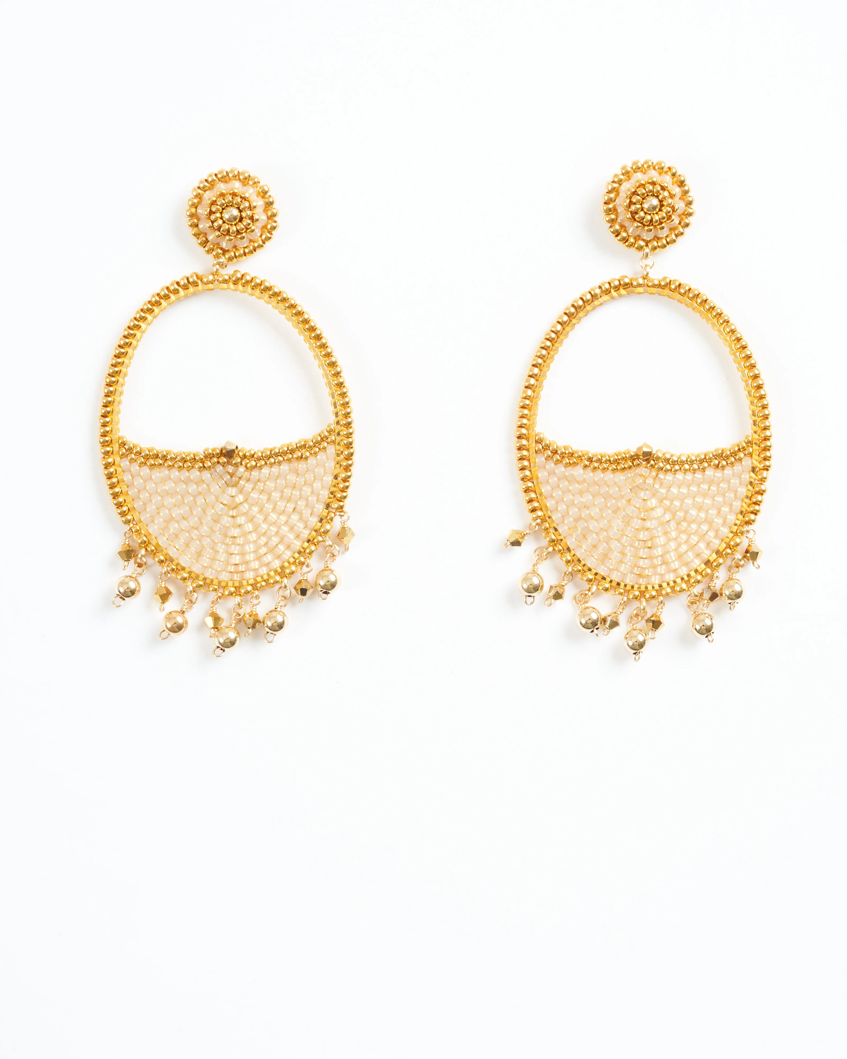 swarovski, miyuki, rondelle post earrings - gold