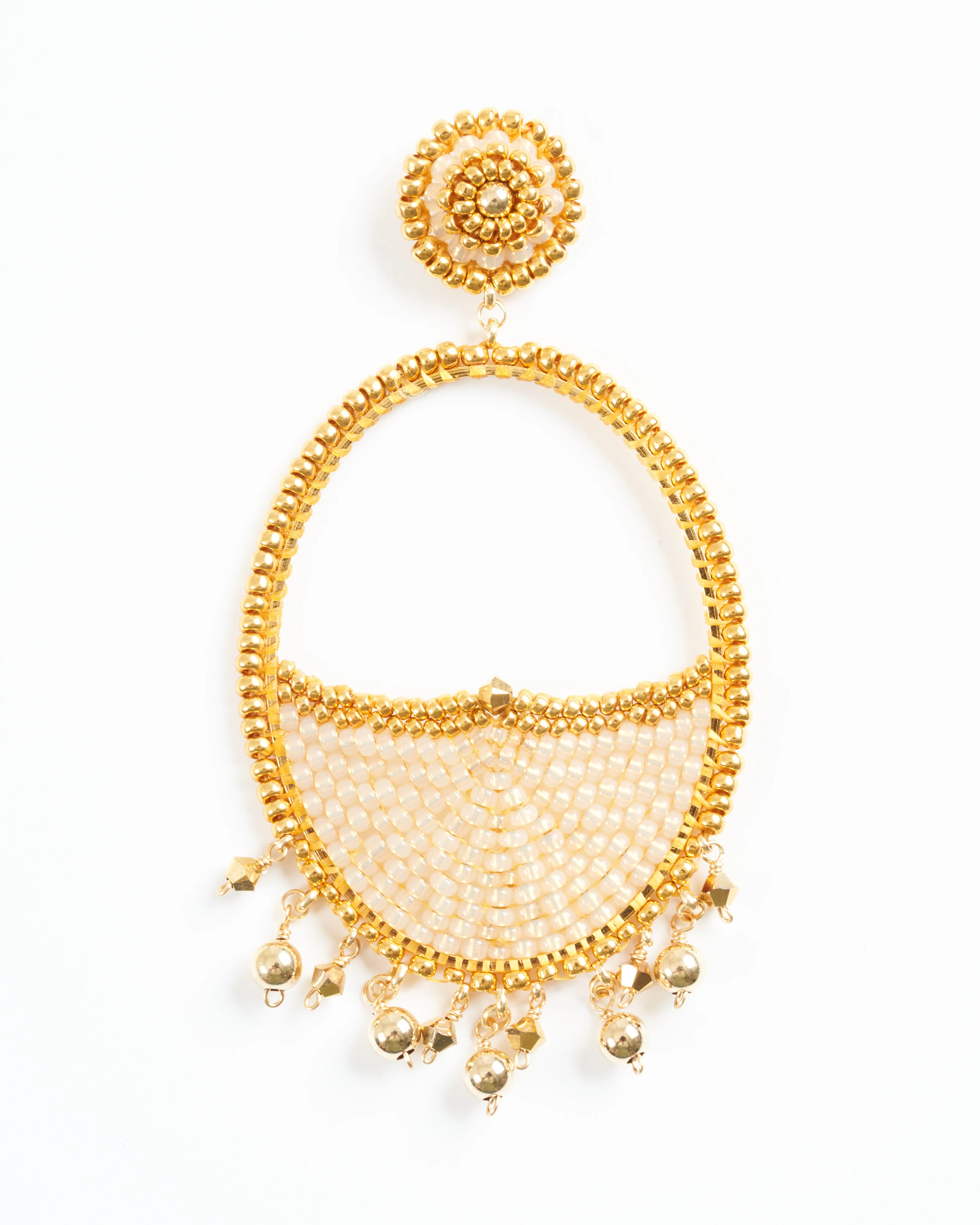 swarovski, miyuki, rondelle post earrings - gold - Image 3