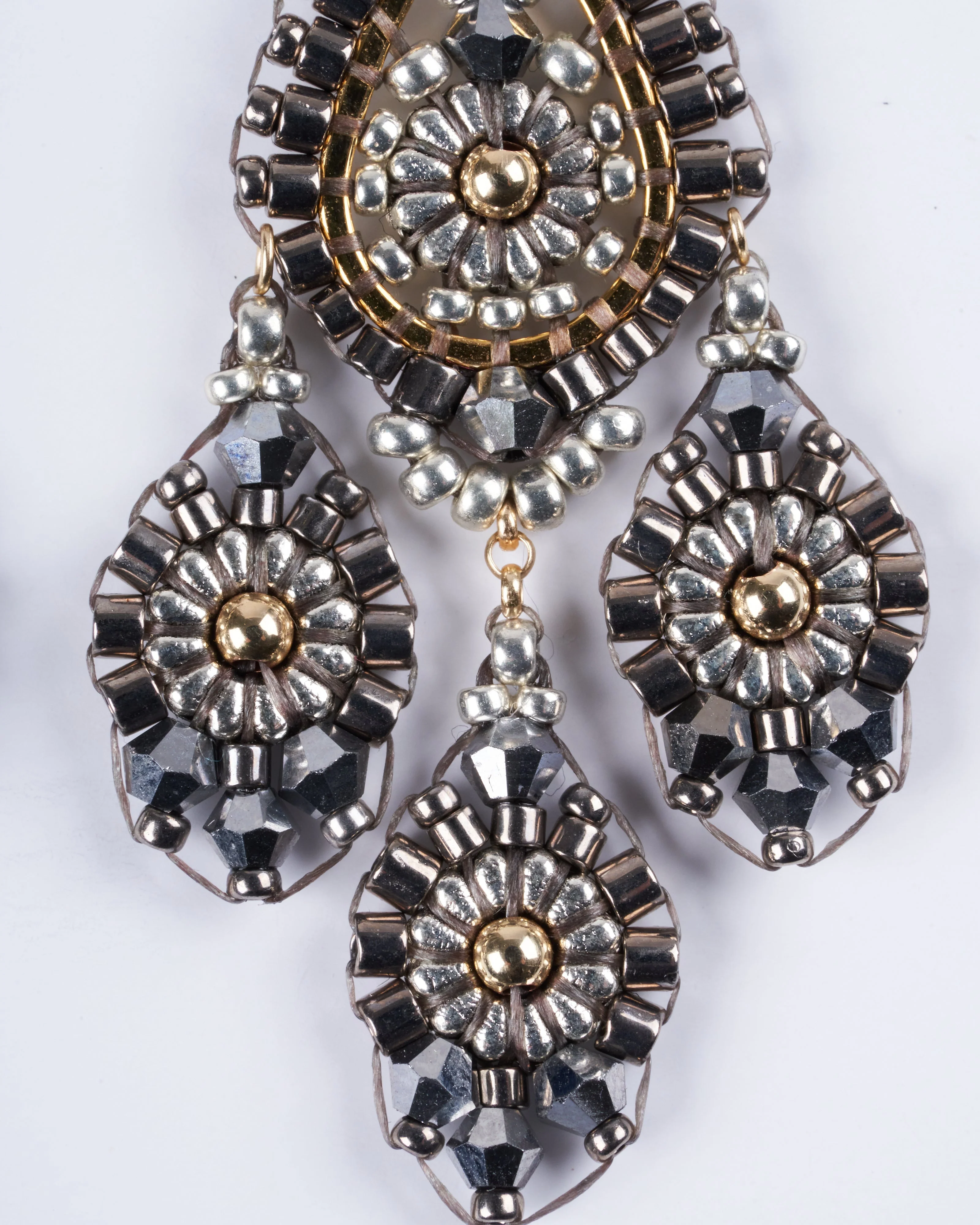 silver and gold post with small drops - silver and gold - Image 3