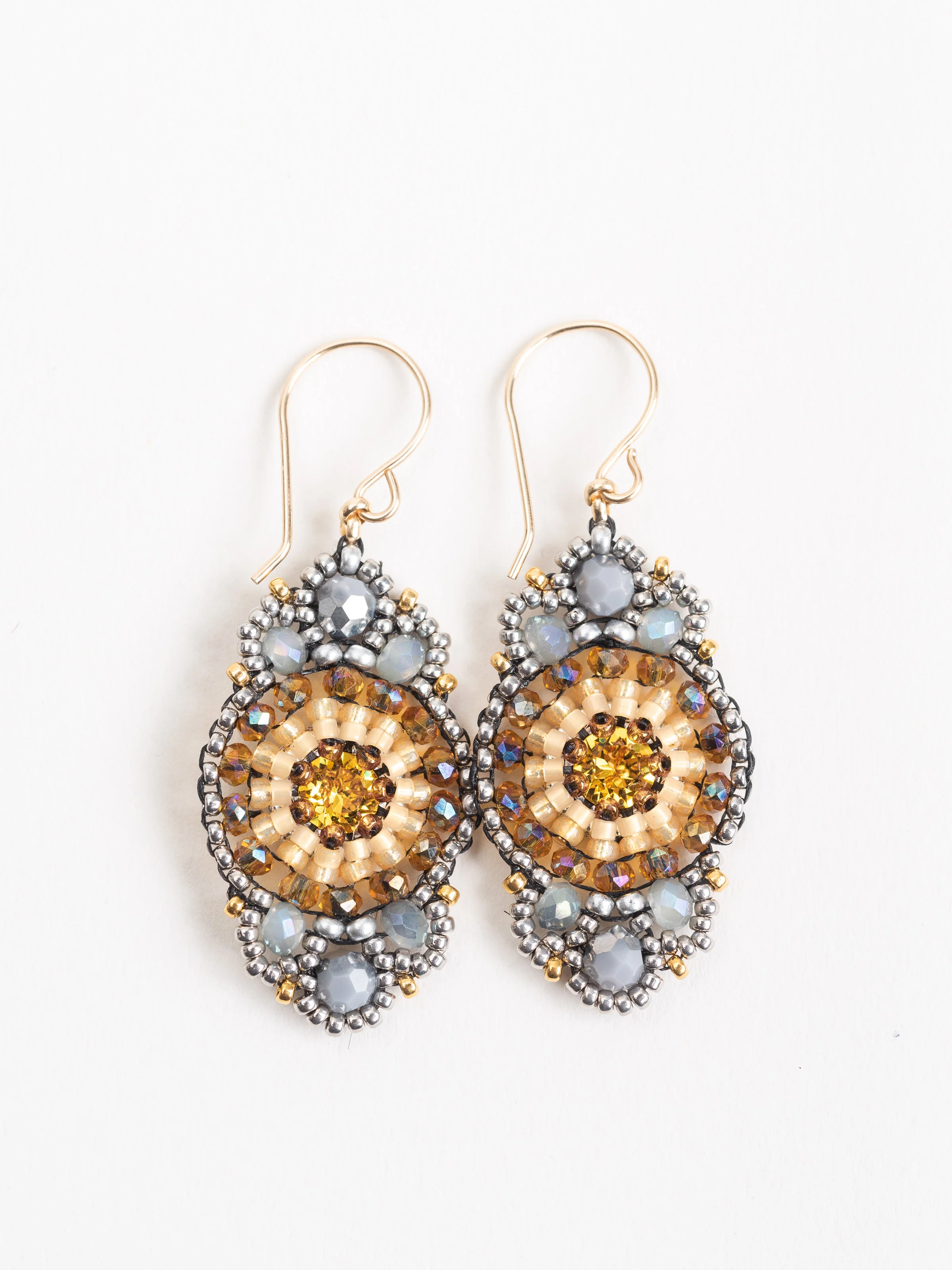 labradorite & topaz hydro quartz earrings