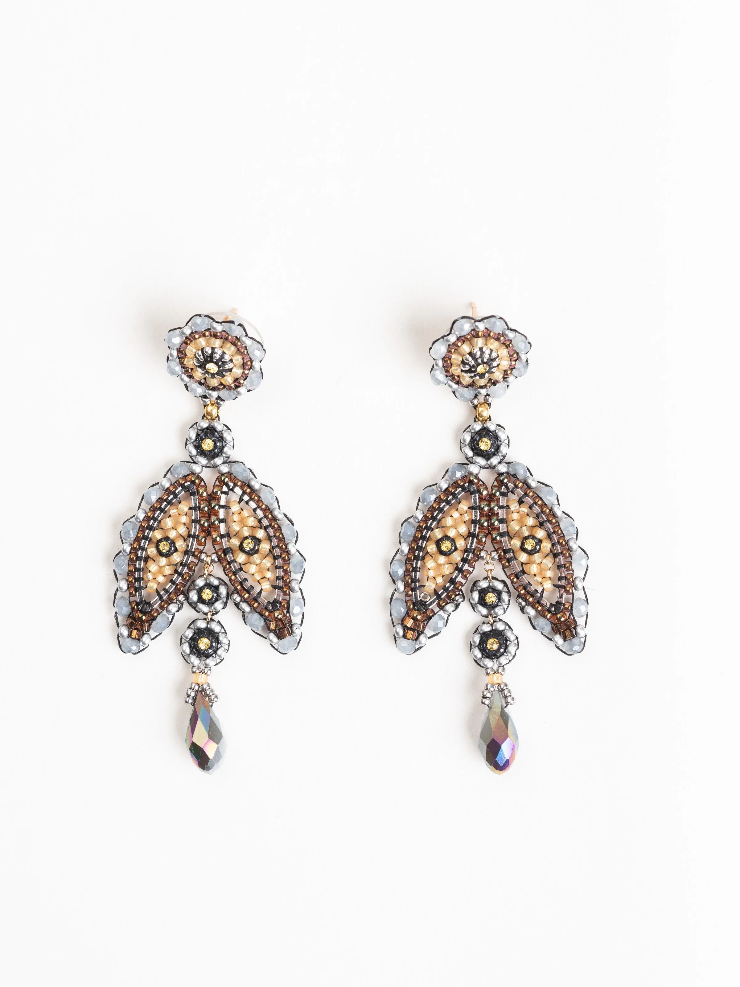 labradorite & silver miyuki bead earrings