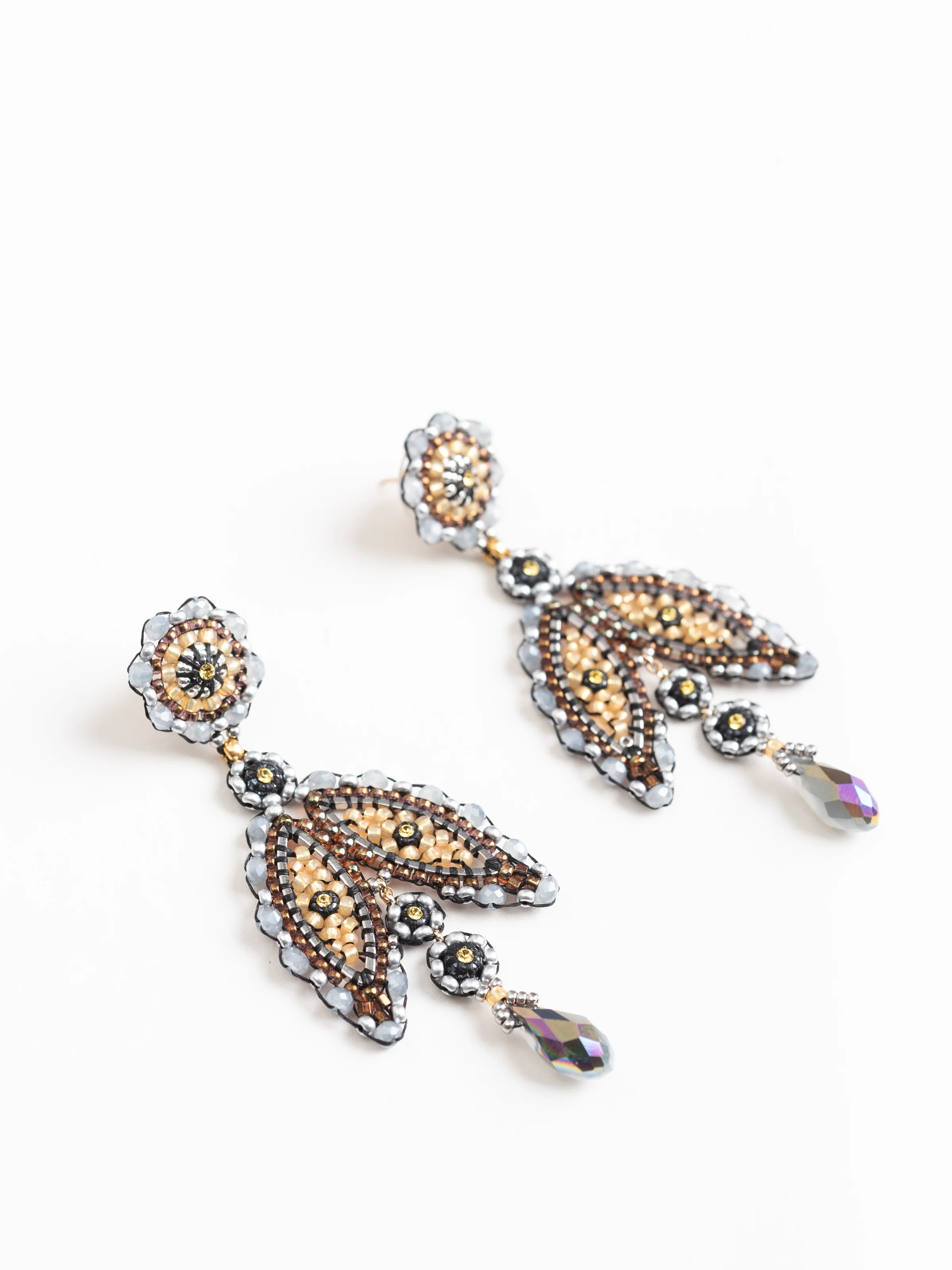 labradorite & silver miyuki bead earrings - Image 2