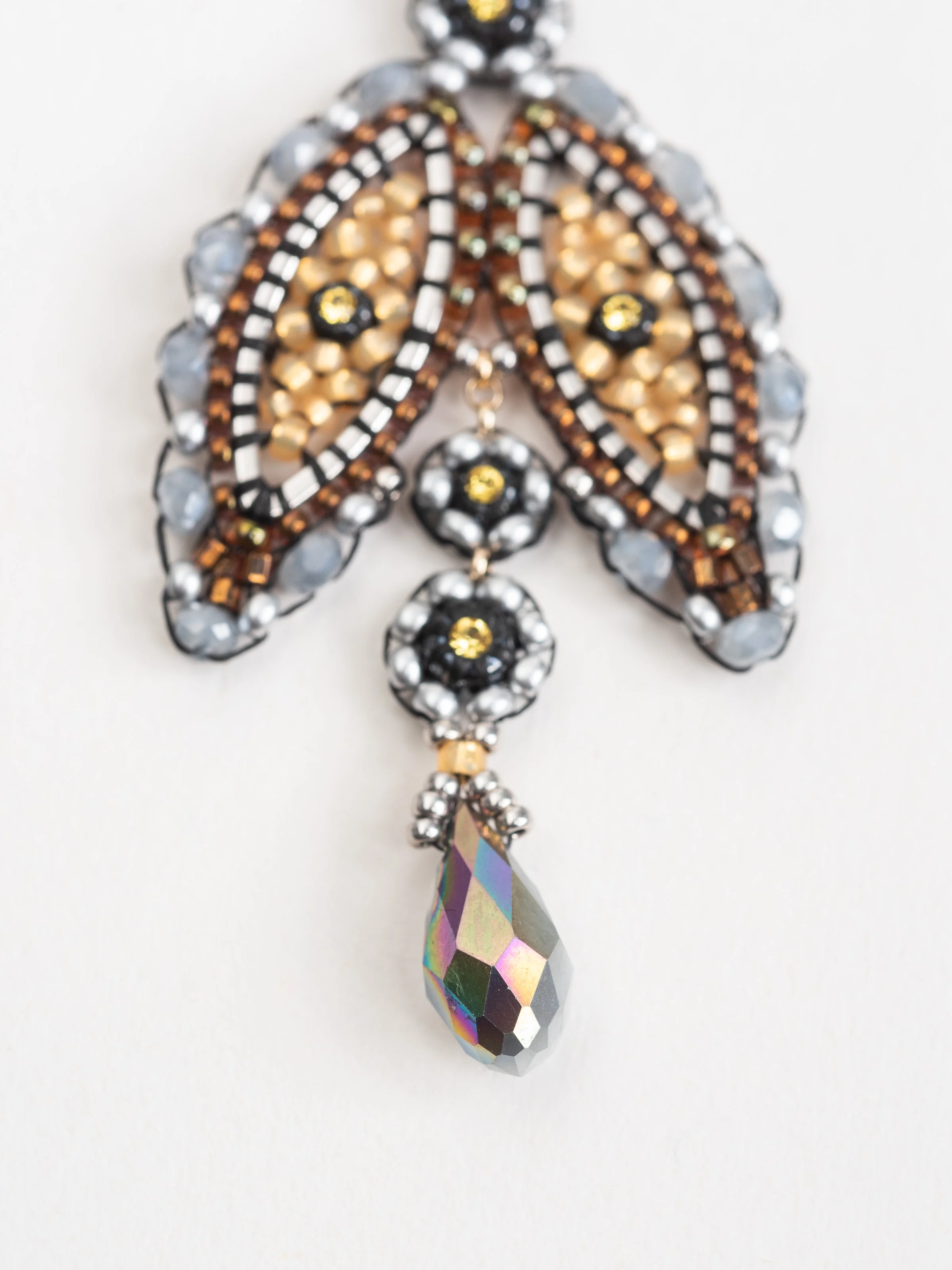 labradorite & silver miyuki bead earrings - Image 5