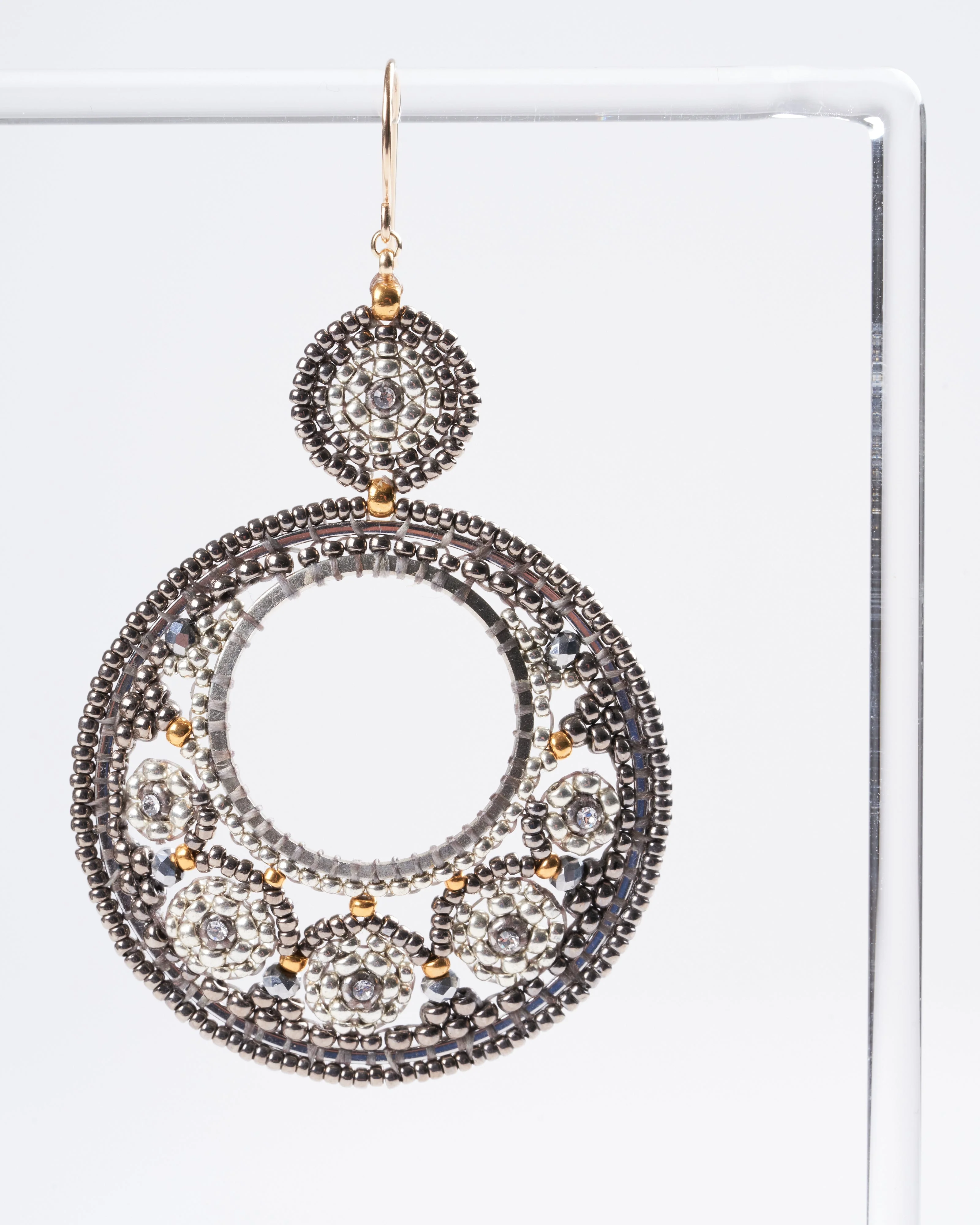 gold and silver drop earrings - gold and silver - Image 2