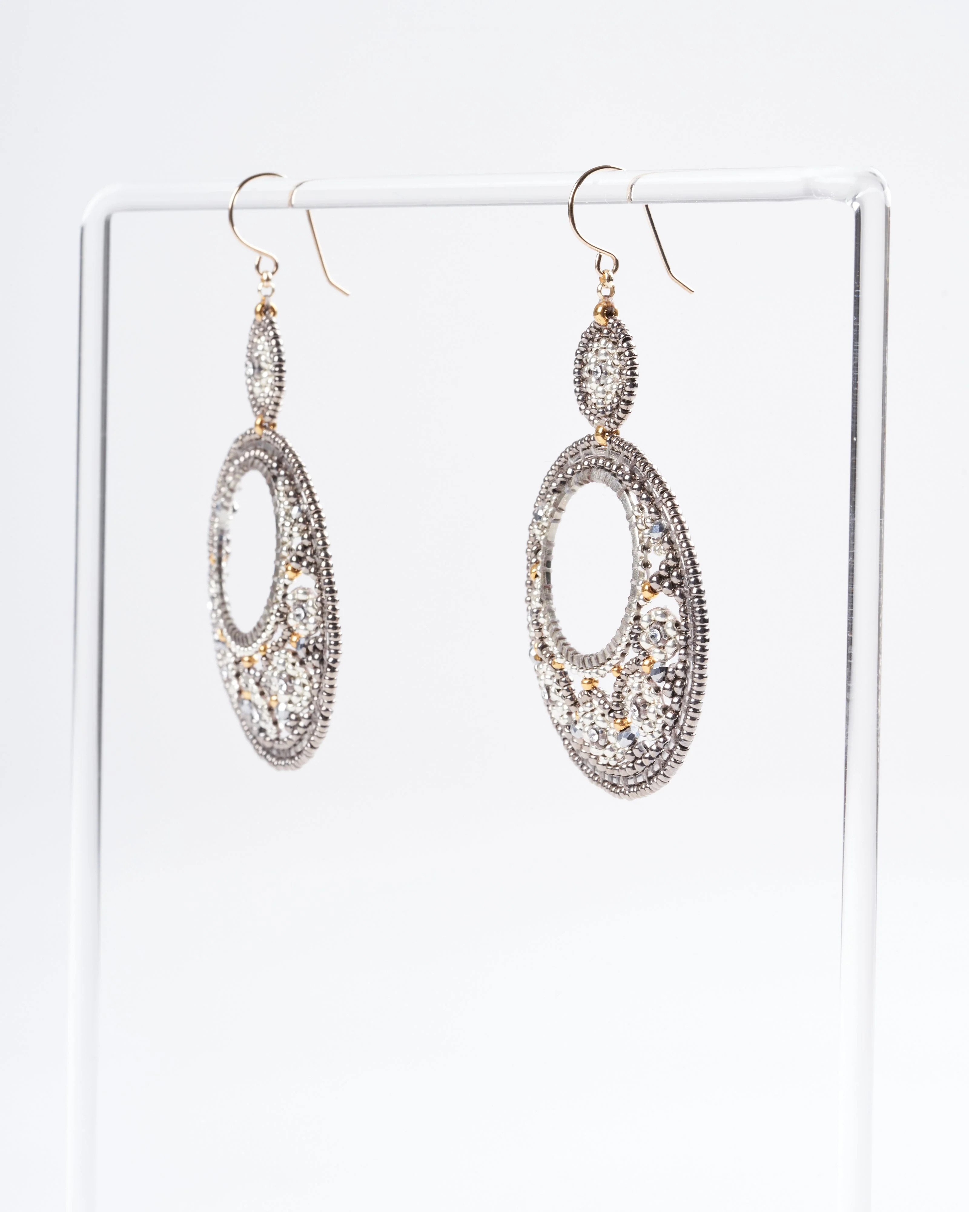 gold and silver drop earrings - gold and silver - Image 3