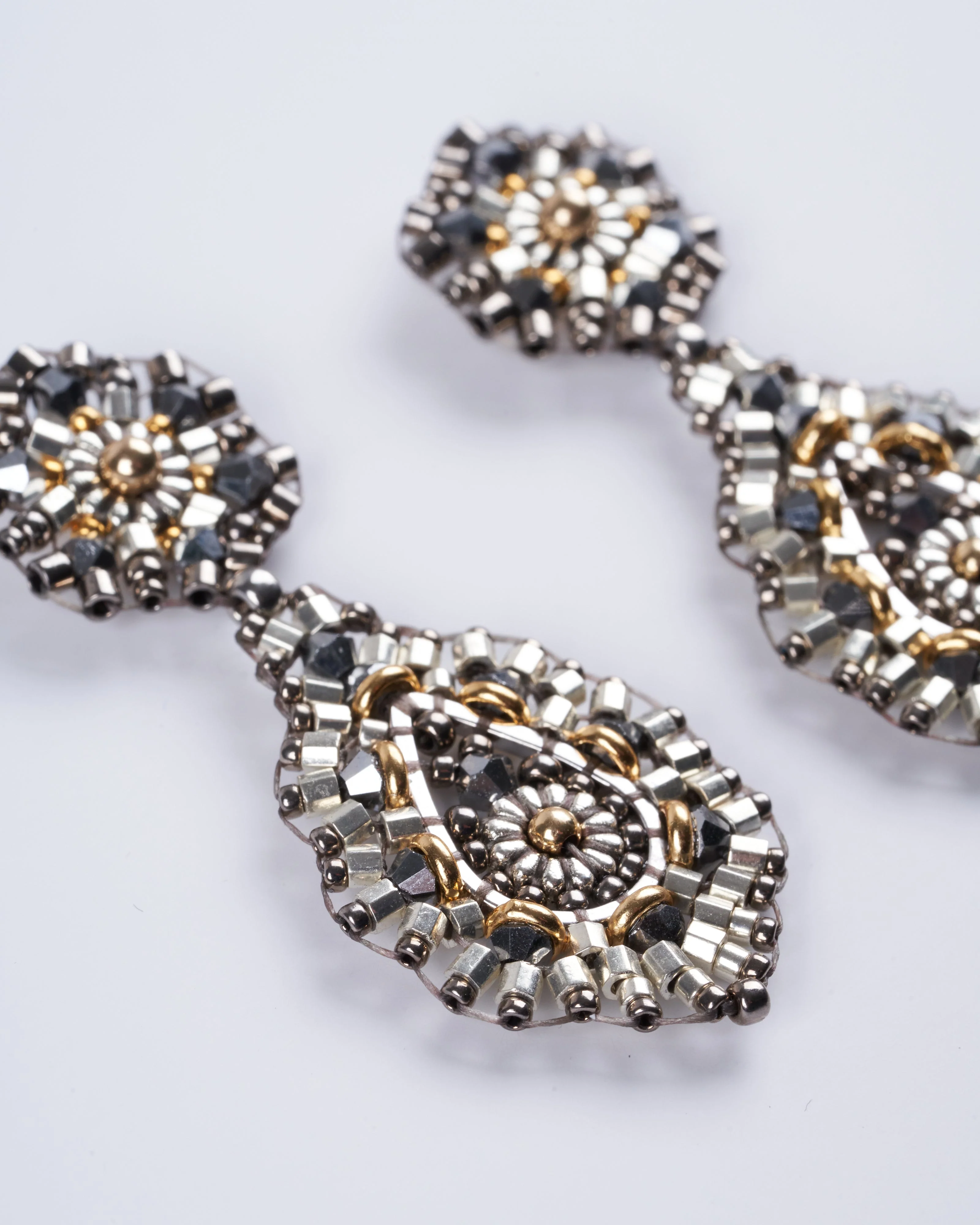 silver and gold post drop earrings - Image 2