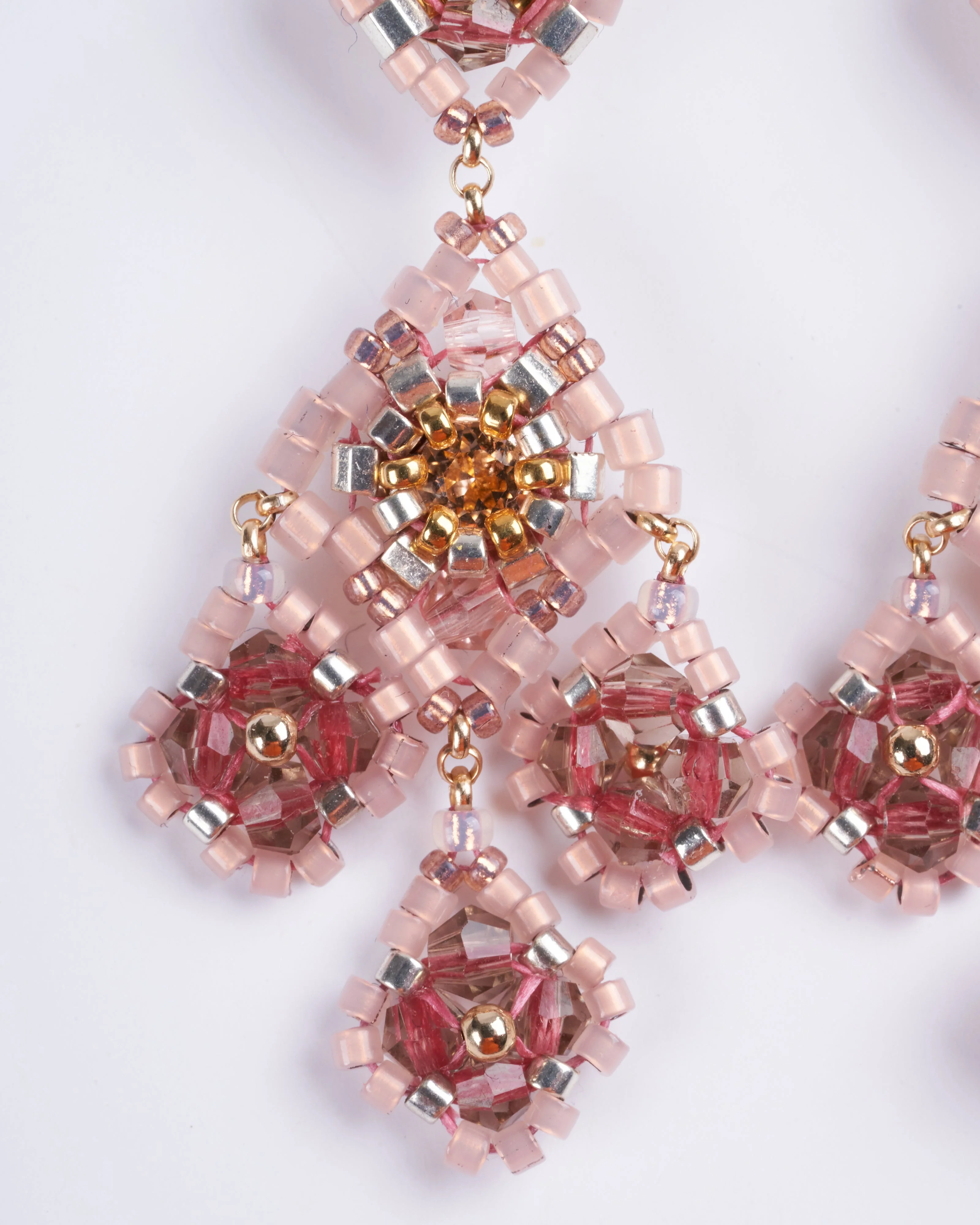 gold post chandelier with pink and gold - Image 2