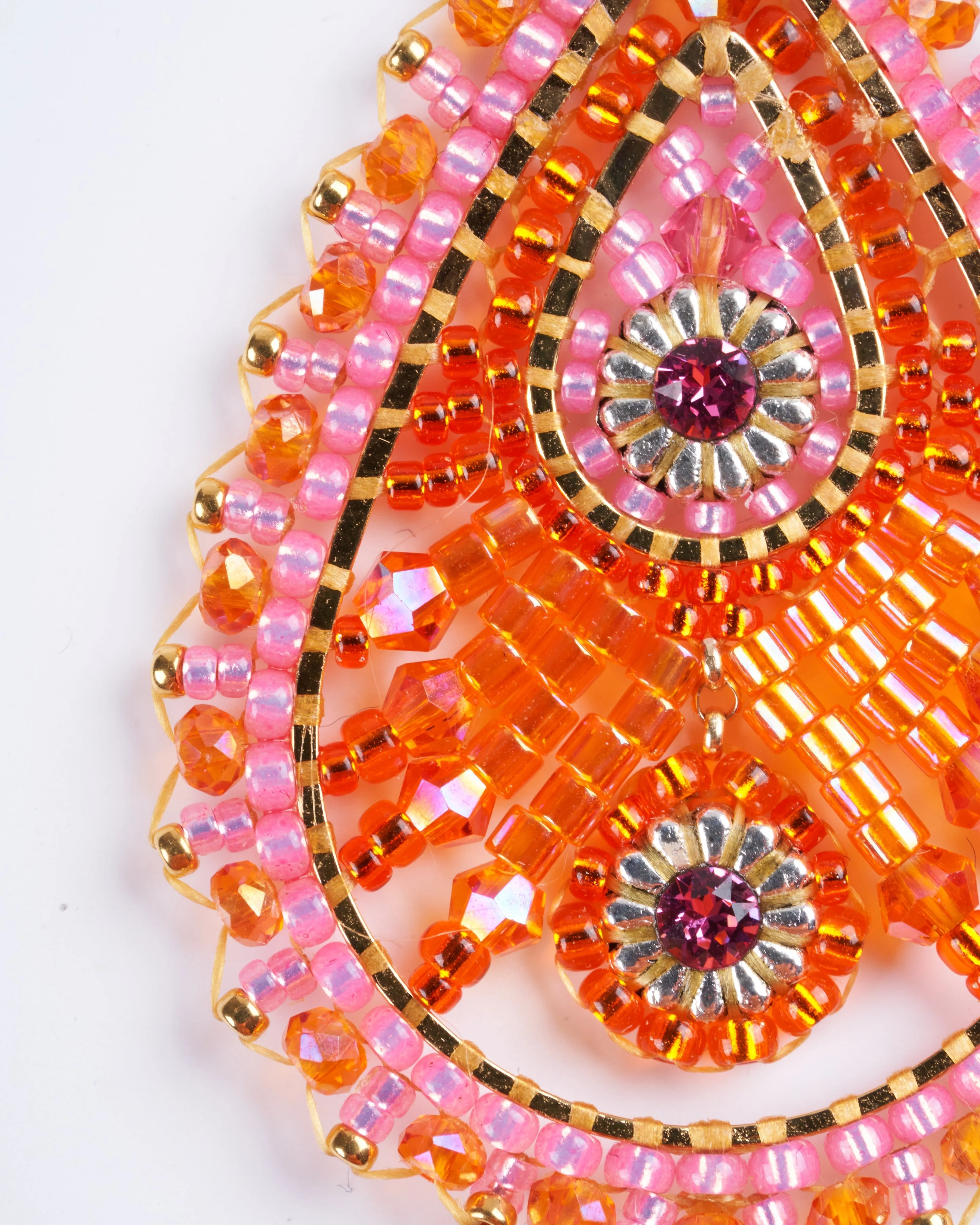 gold post tear drop with virbrant pink and orange - Image 3