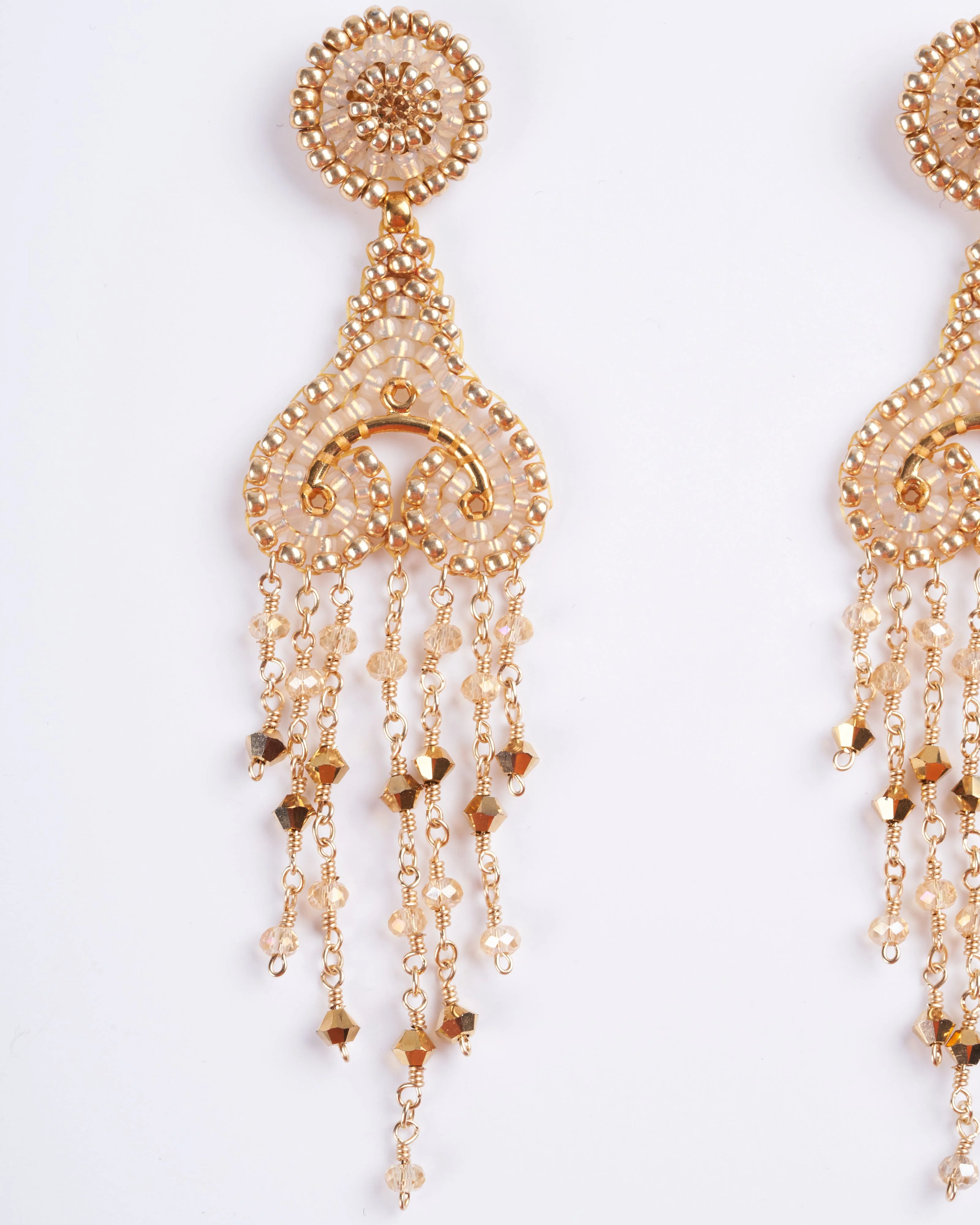 gold post with beaded drop dangles - Image 2