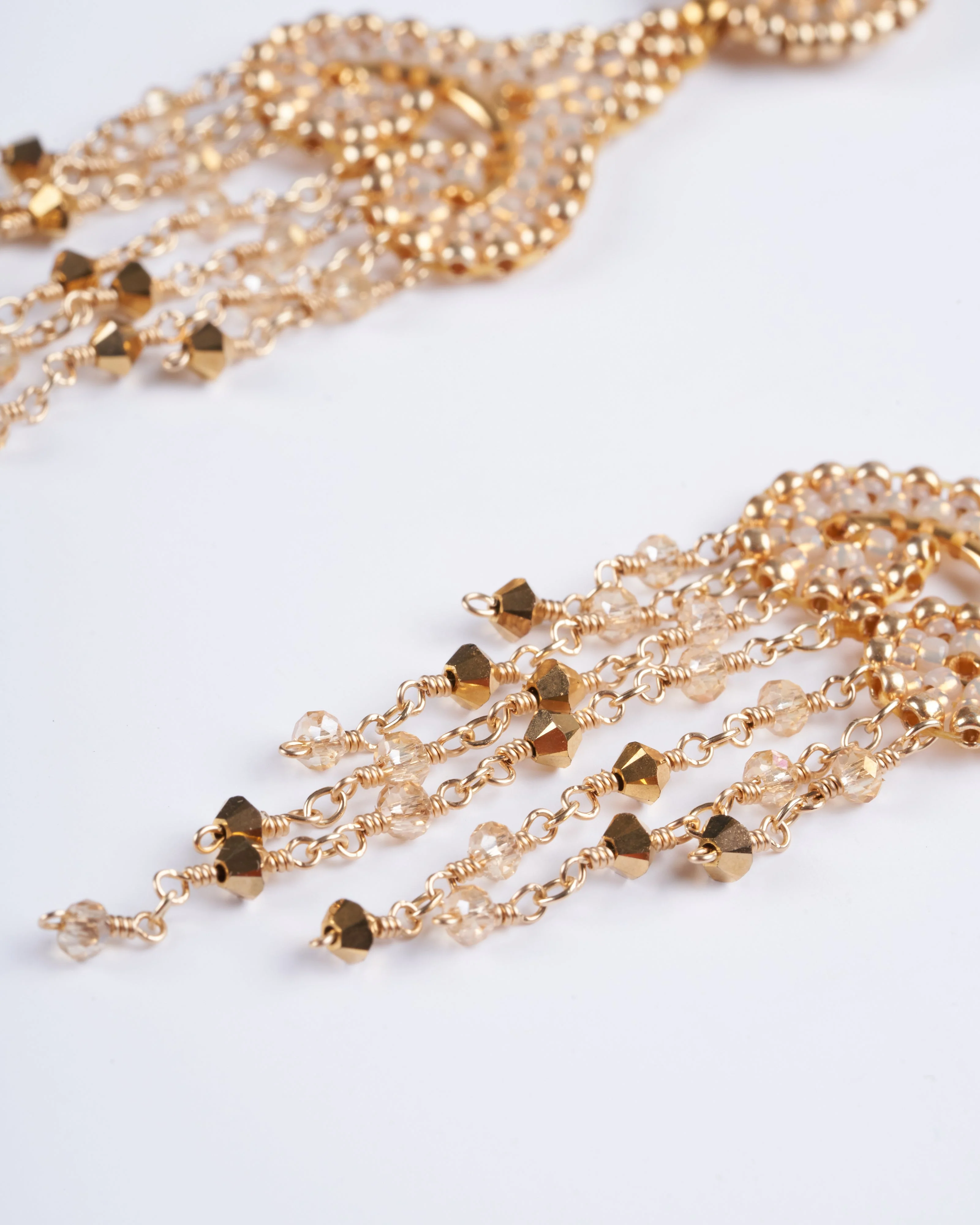 gold post with beaded drop dangles - Image 3