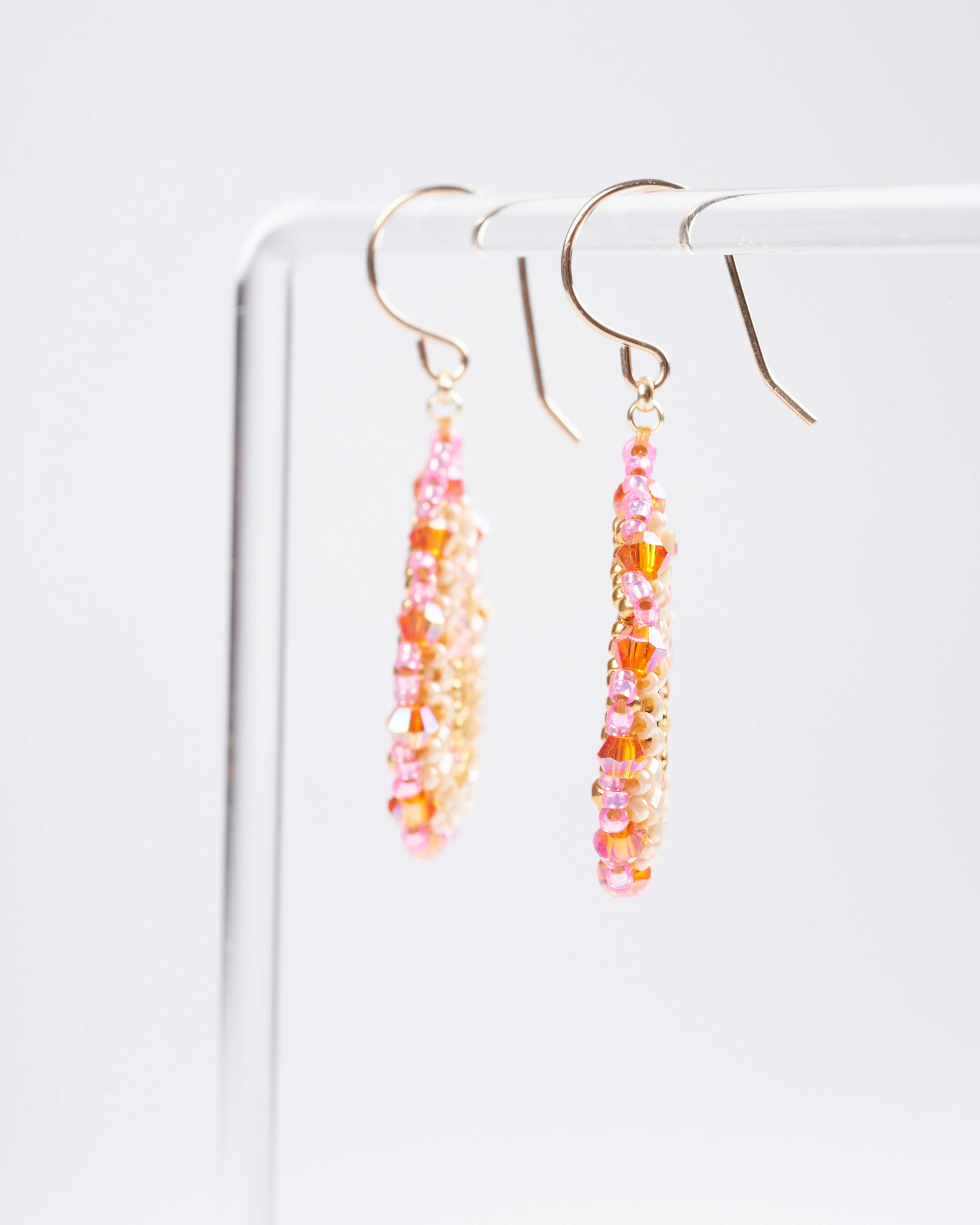 gold wire tear drop with pink and gold - Image 2